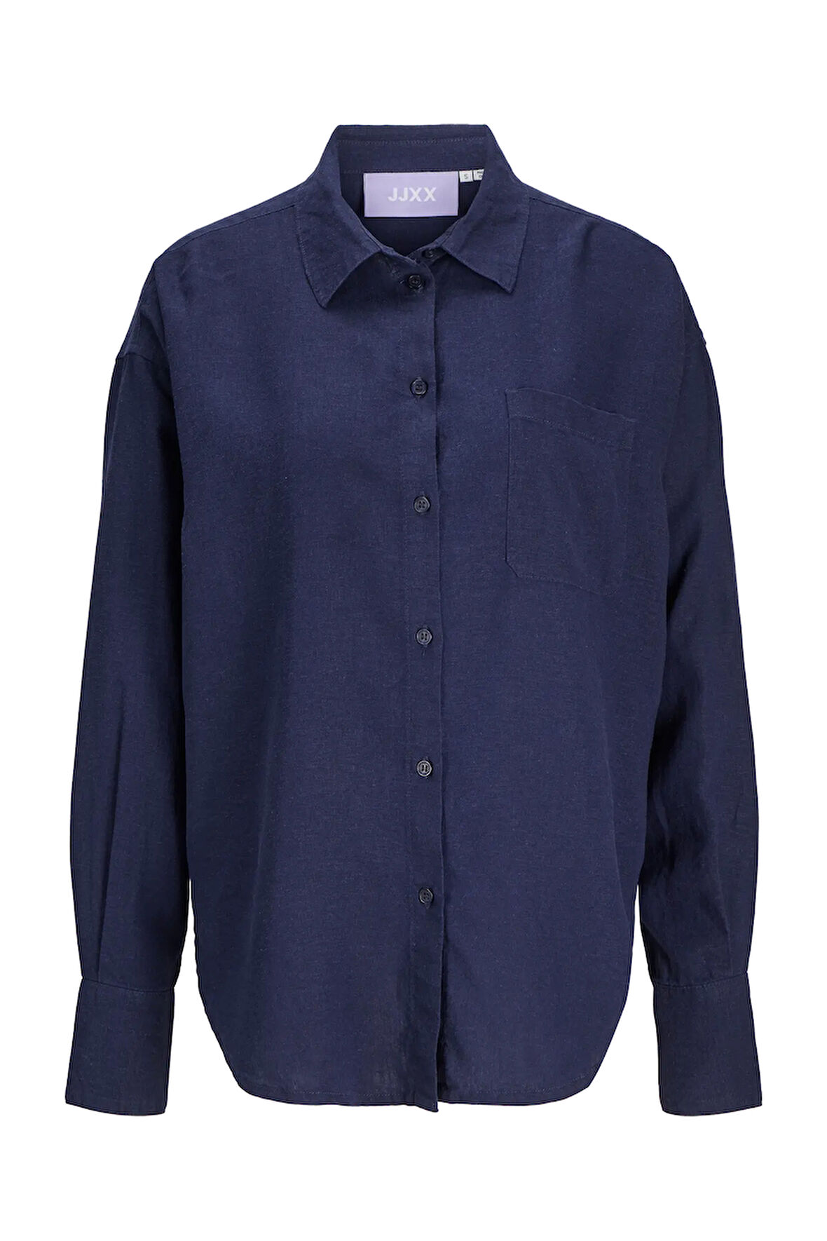 JJXX Kadın Jxjamıe Oversize Uzun Kollu Keten Gömlek 12269668 Lacivert