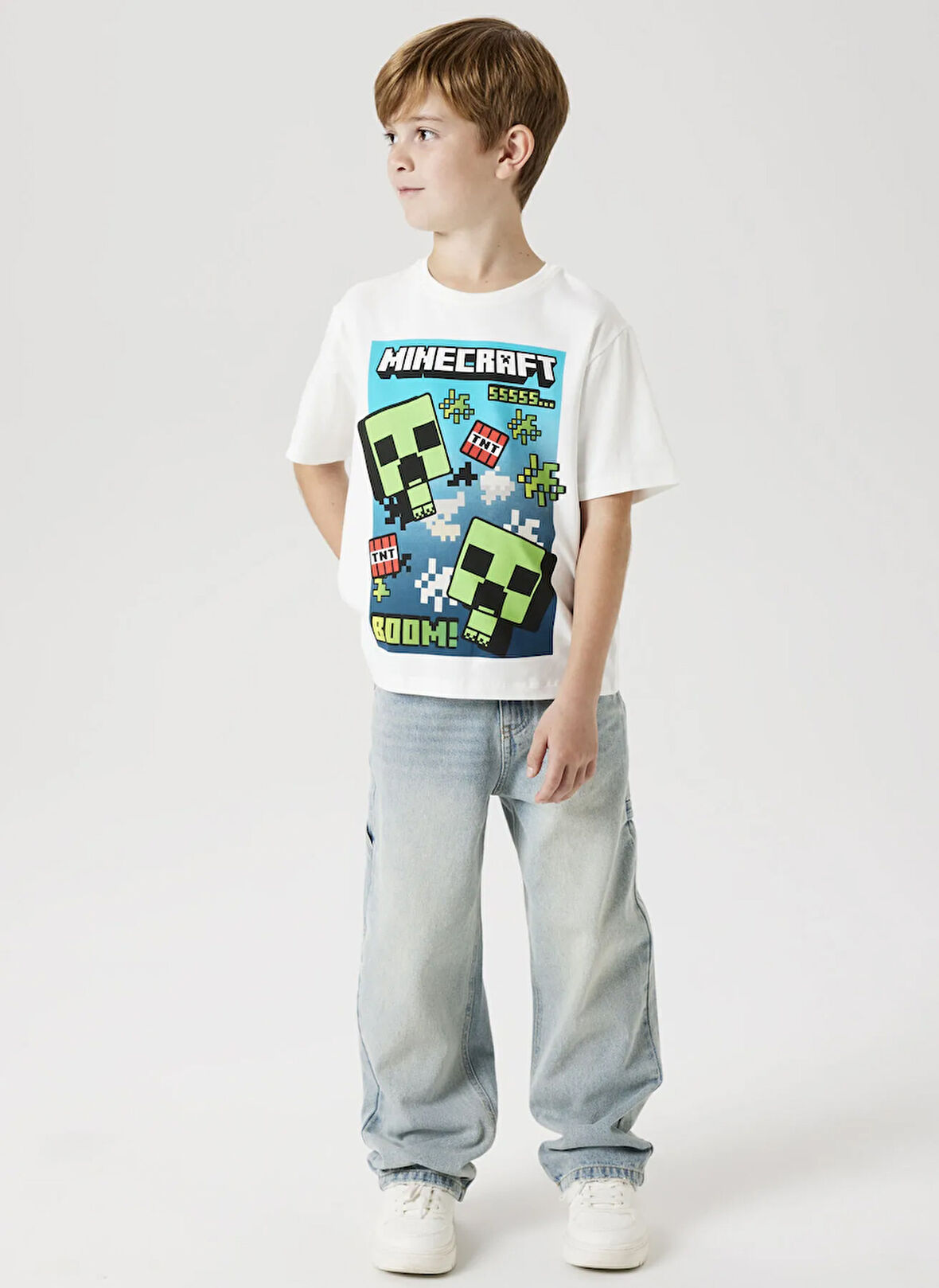 Name İt Baskılı Beyaz Erkek Çocuk T-Shirt 13240871