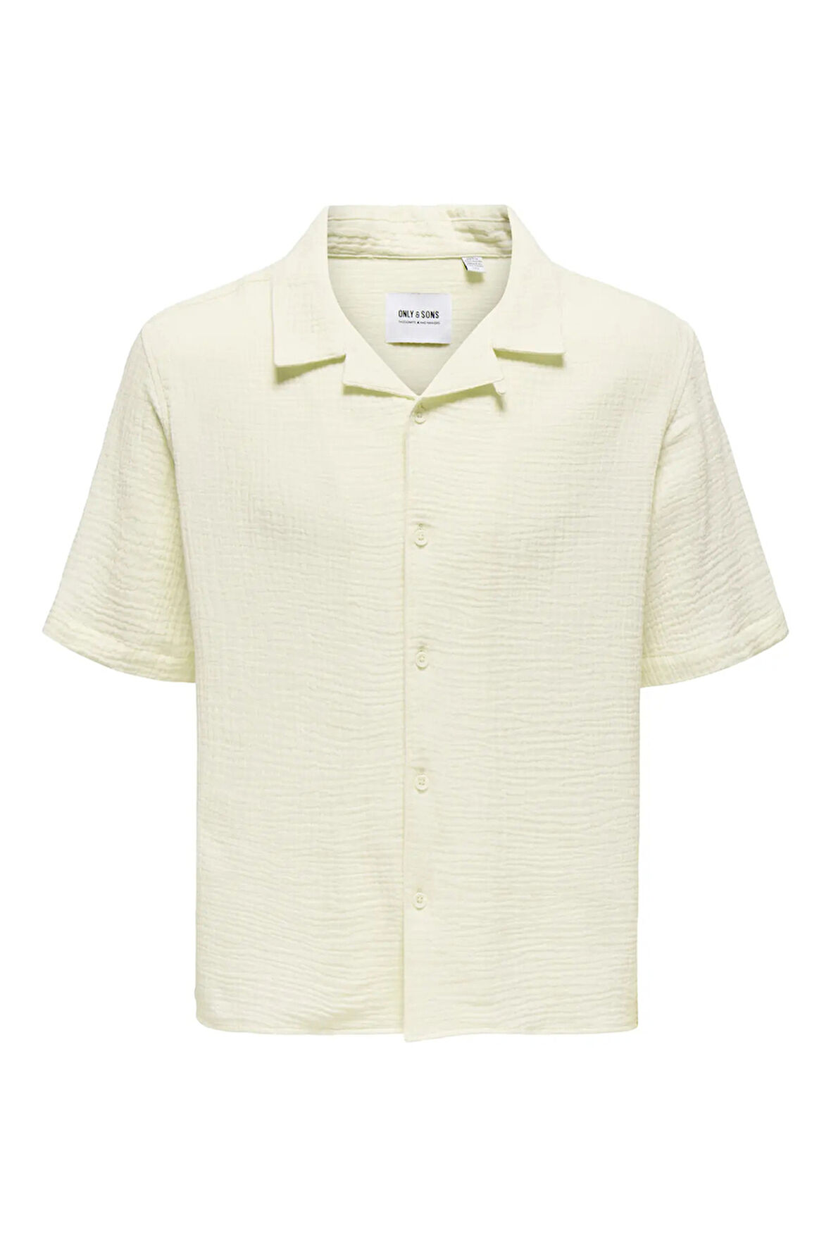 Only & Sons Erkek Onskyle Kısa Kollu Kendinden Desenli %100 Pamuk Gömlek 22029217 Krem