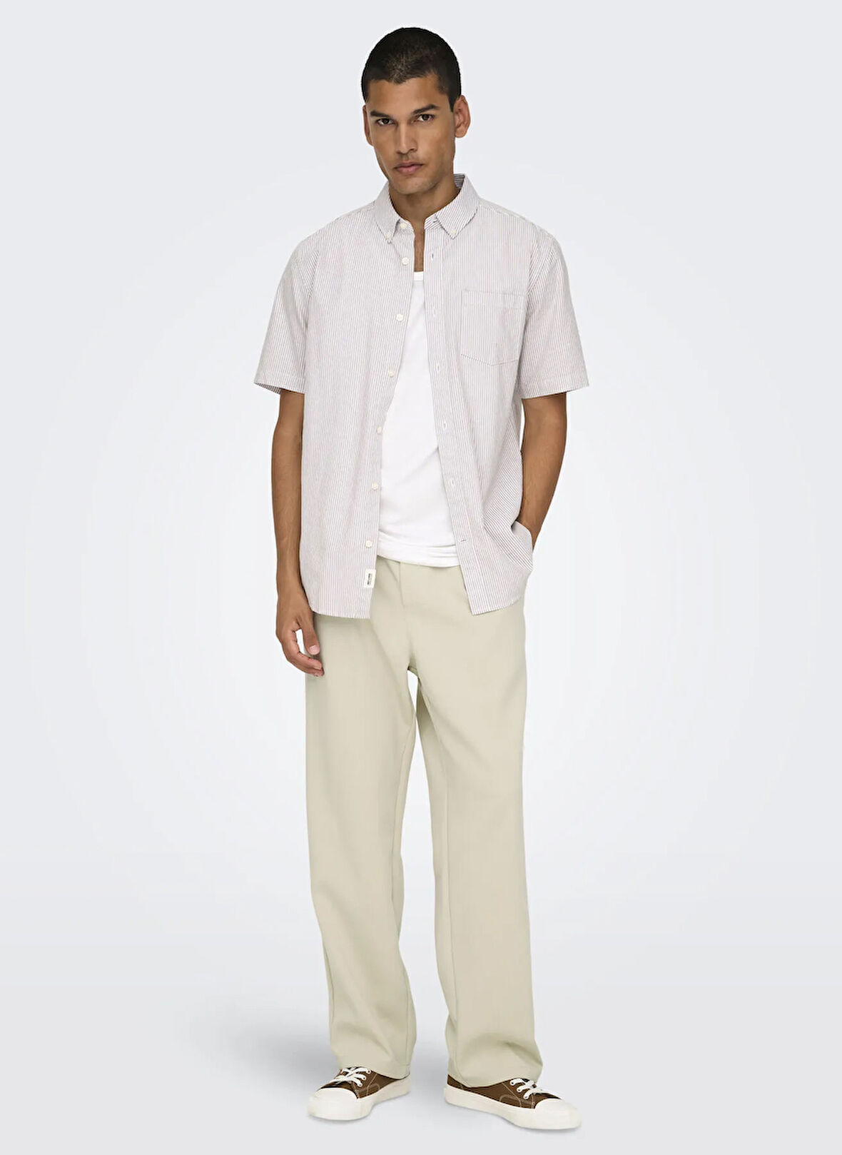 Only & Sons Normal Bel Boru Paça Ekru Erkek Pantolon ONSWILL 0292 LOOSE STRING PANT NOOS