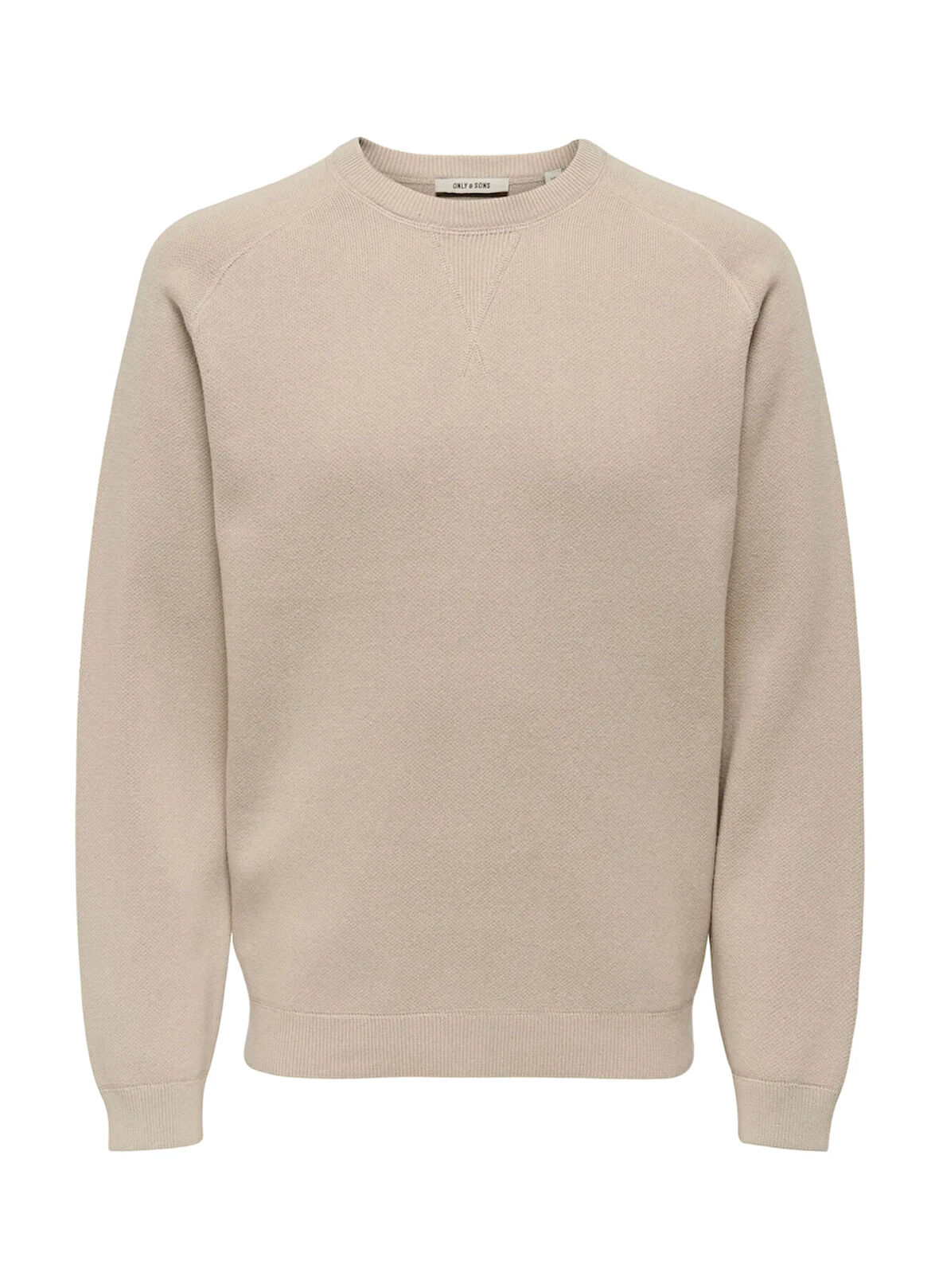 Only & Sons O Yaka Normal Düz Ekru Erkek Kazak ONSPIN REG 12 CREW KNIT