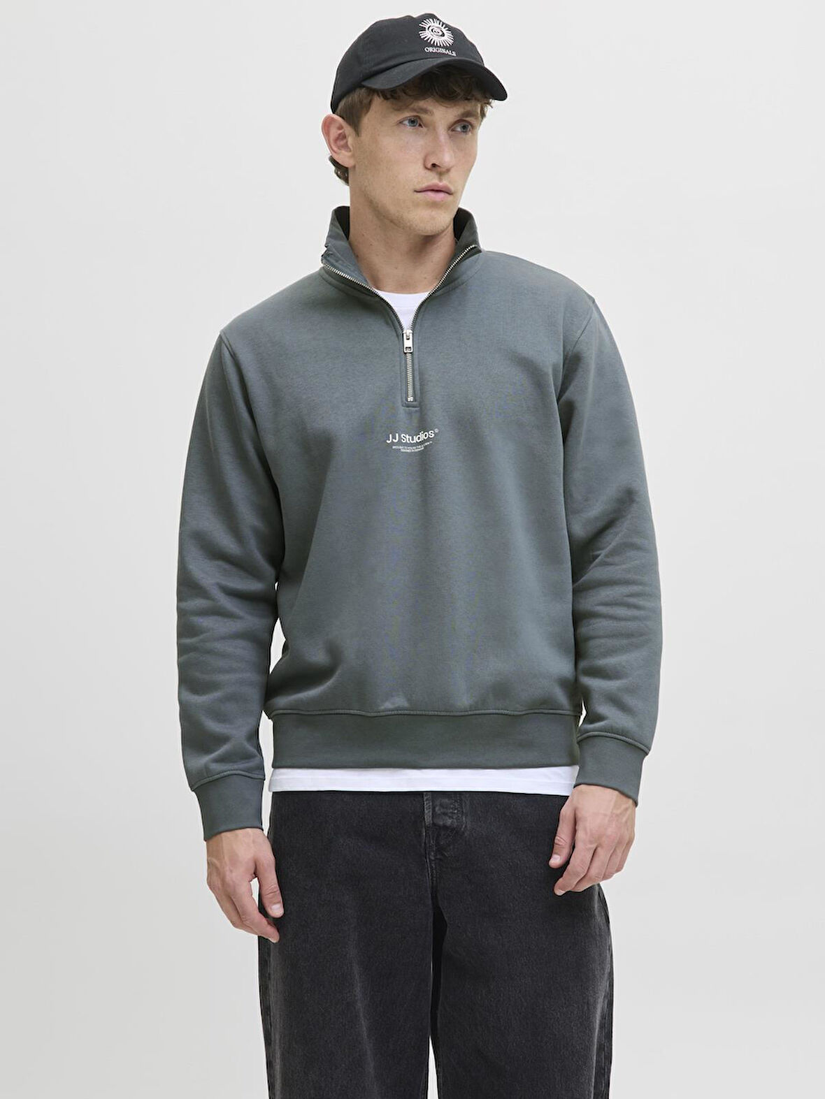 Jack & Jones JJESOHO HN NOOS Sweat | Fermuarlı Yarım Yaka Erkek Sweatshirt 