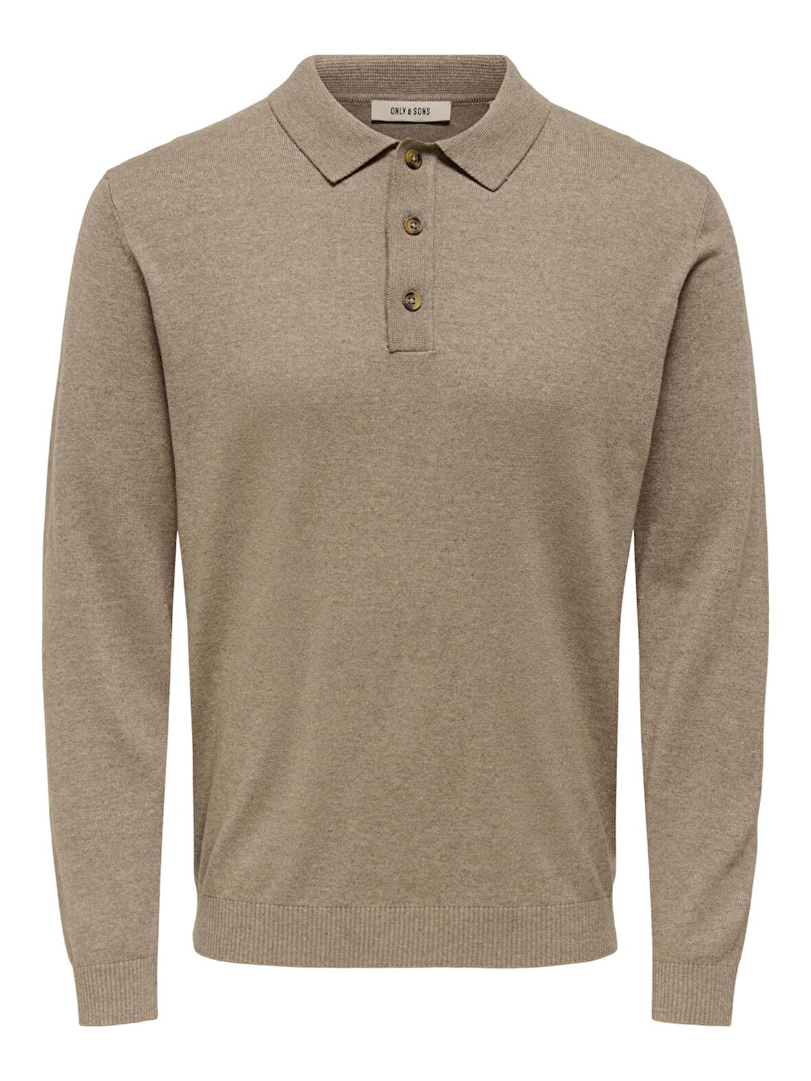 ONSLOUI REG 12 LS MEL POLO KNIT NOOS Erkek Kahverengi T-Shirt - 22033758