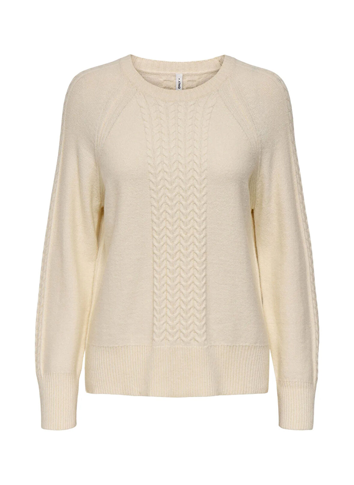 Only O Yaka Rahat Örgü Desenli Krem Kazak Kadın ONLKATIA LS CABEL LS O-NECK CC KNT