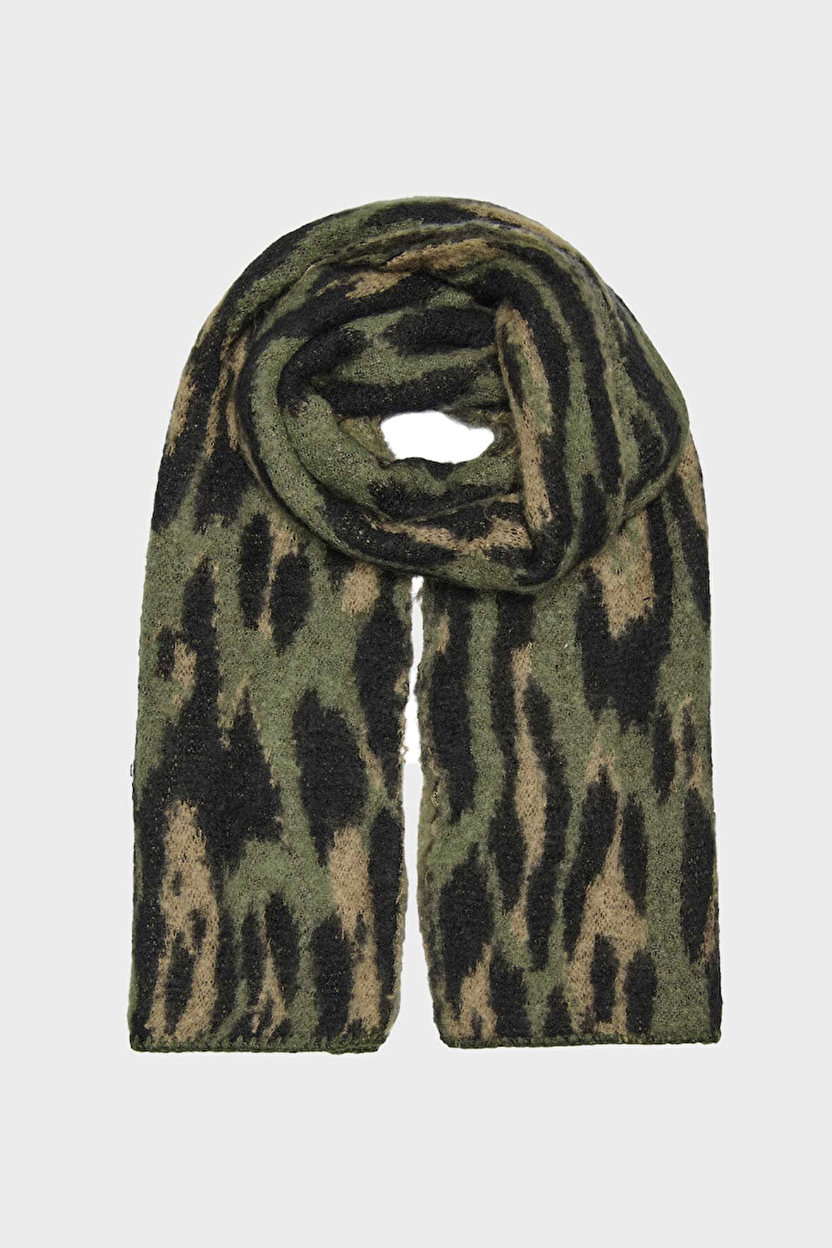 Only Kadın Desenli Yumuşak Dokulu Örme Atkı 15350197 Haki