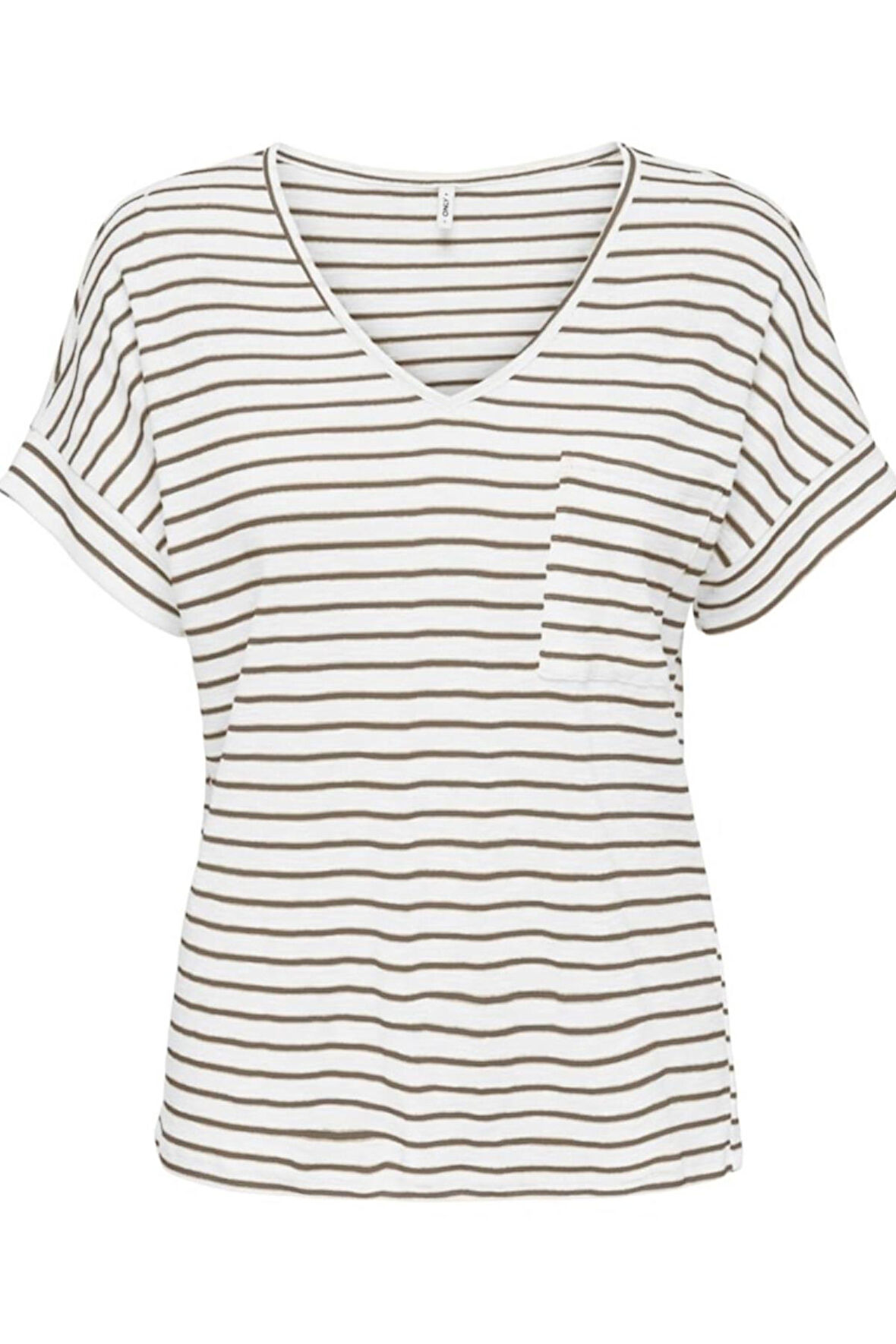 ONLIBEN S/S MOSTER V-NECK GLITTER TOPJRS BEYAZ-1