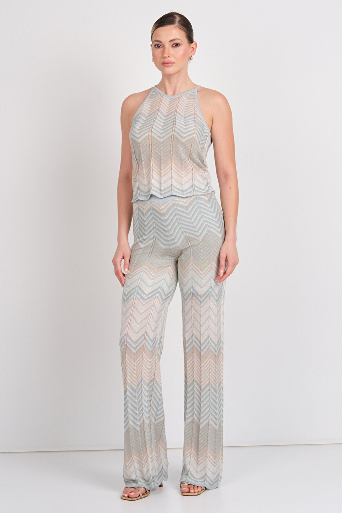 Only Kadın Onlalvıra Askılı Simli Örme Bluz 15344392 Mavi