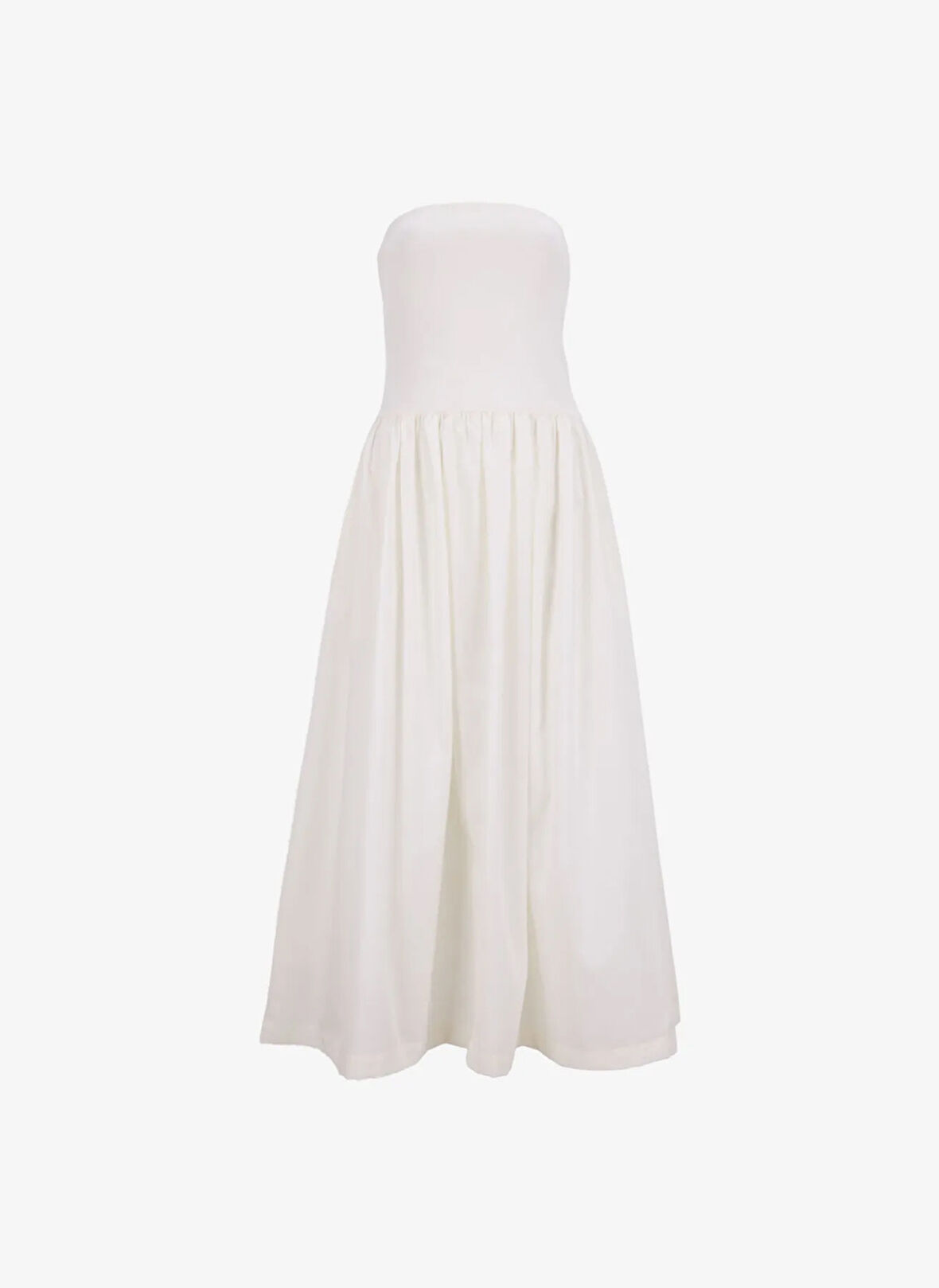 Vero Moda Straplez Yaka Beyaz Uzun Kadın Elbise VMANE BANDEAU 7/8 DRESS JRS GA