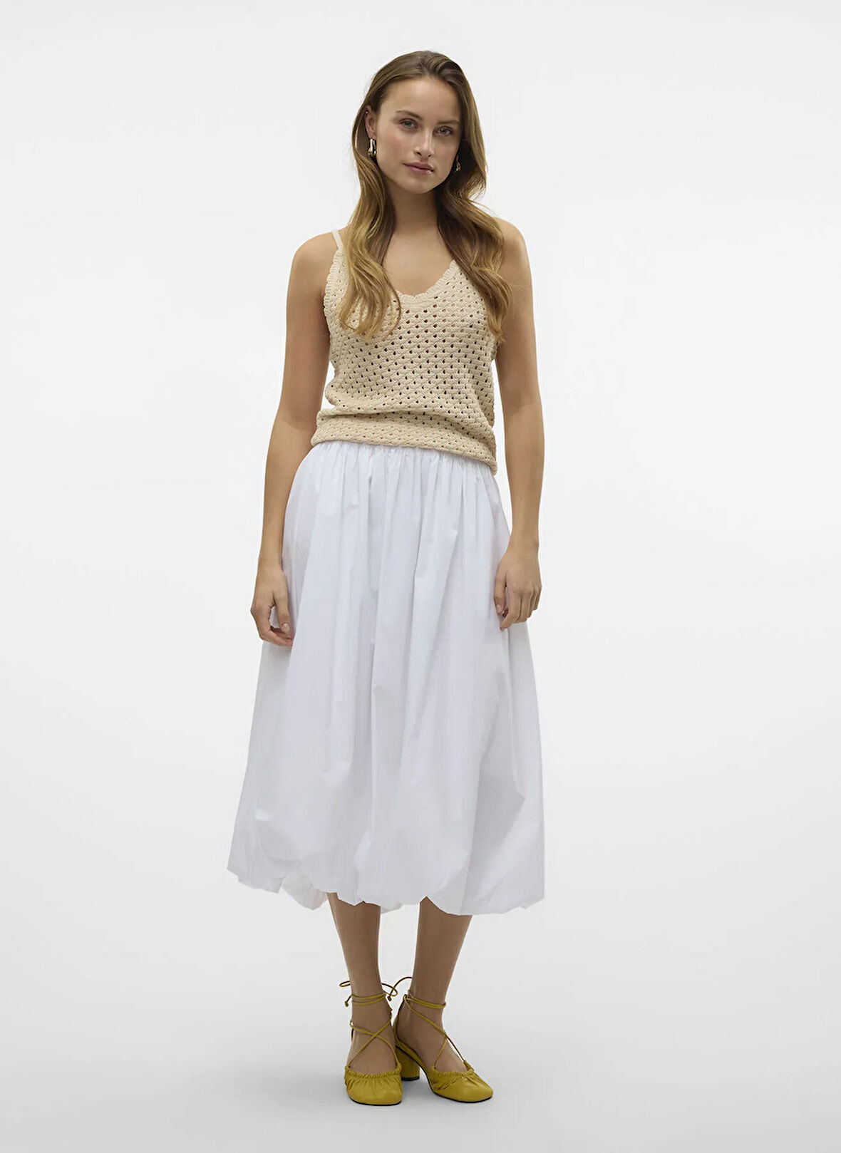 Vero Moda V Yaka Normal Krem Kazak Kadın VMREGINA SL V-NECK TOP