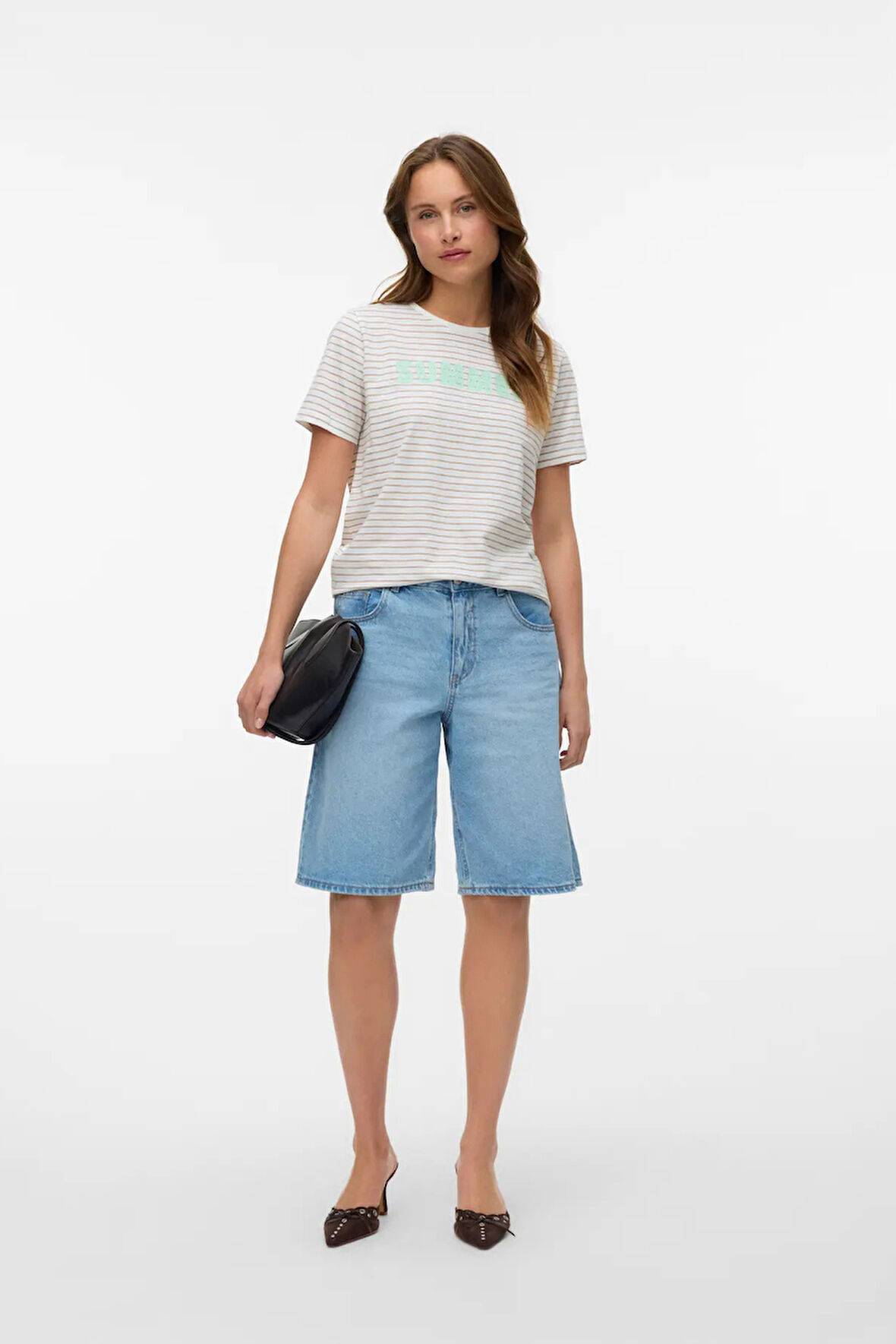 Vero Moda Kadın Vmsımone Kısa Kollu %100 Pamuk T-Shirt 10328170 Beyaz