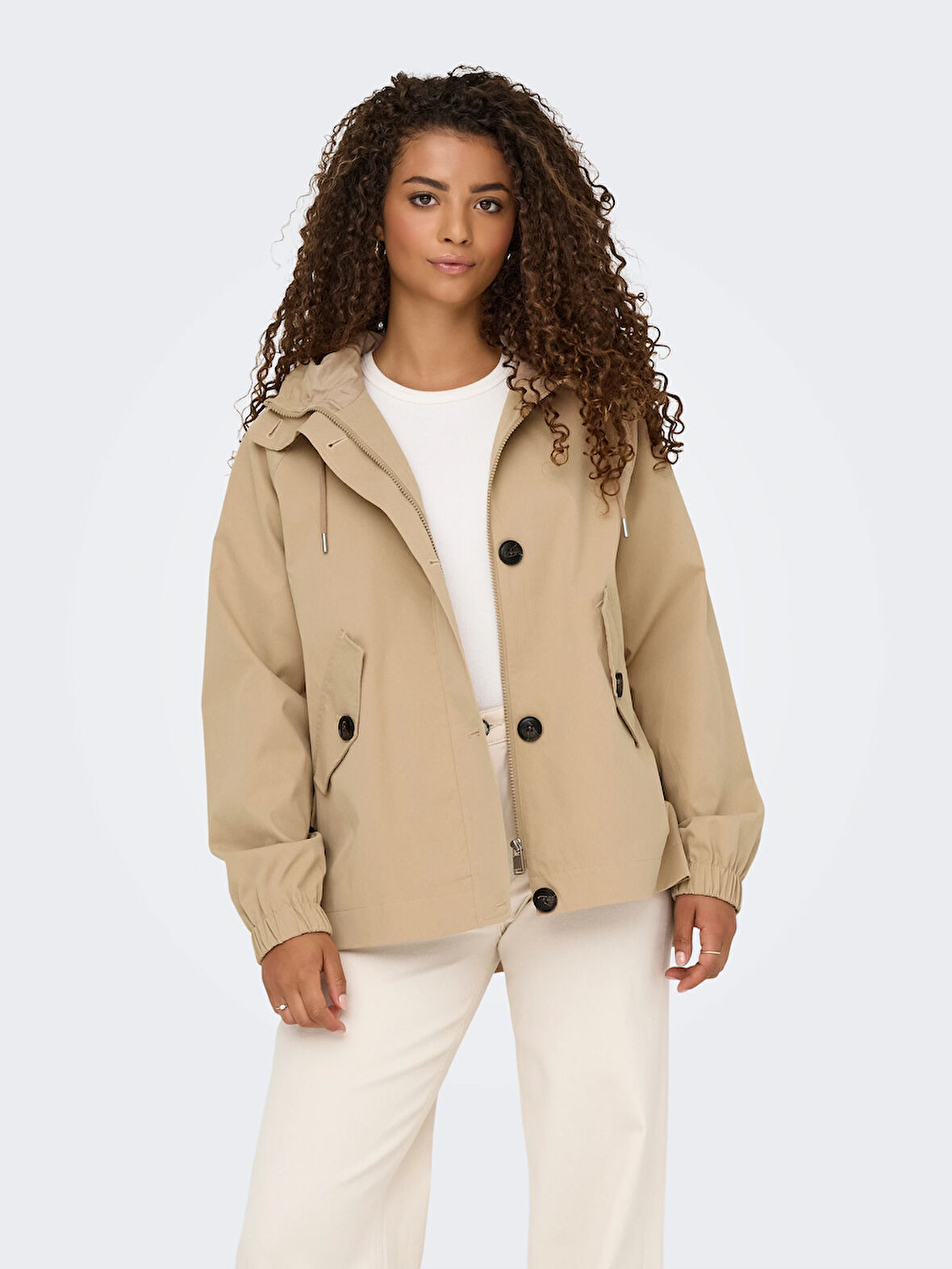 Only Kadın Mevsimlik Kapüşonlu Bej Ceket - 15354447