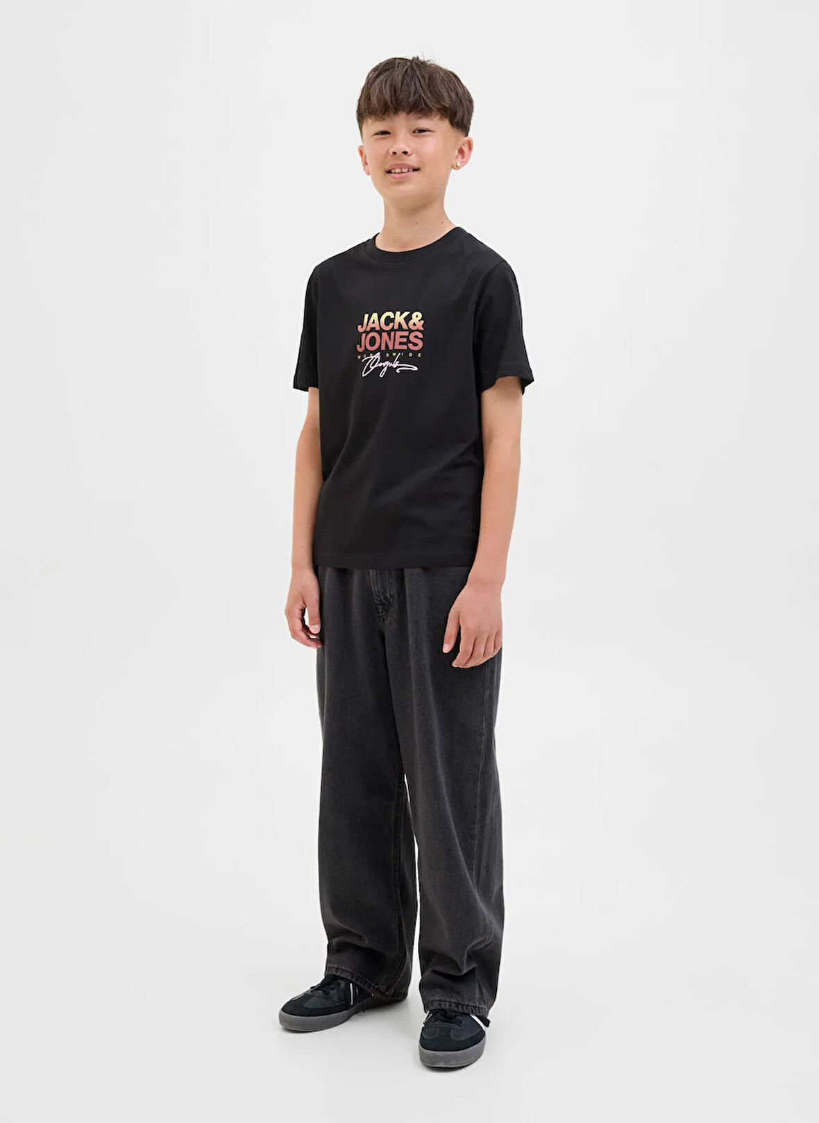 Jack & Jones Baskılı Siyah Erkek Çocuk T-Shirt 12281852