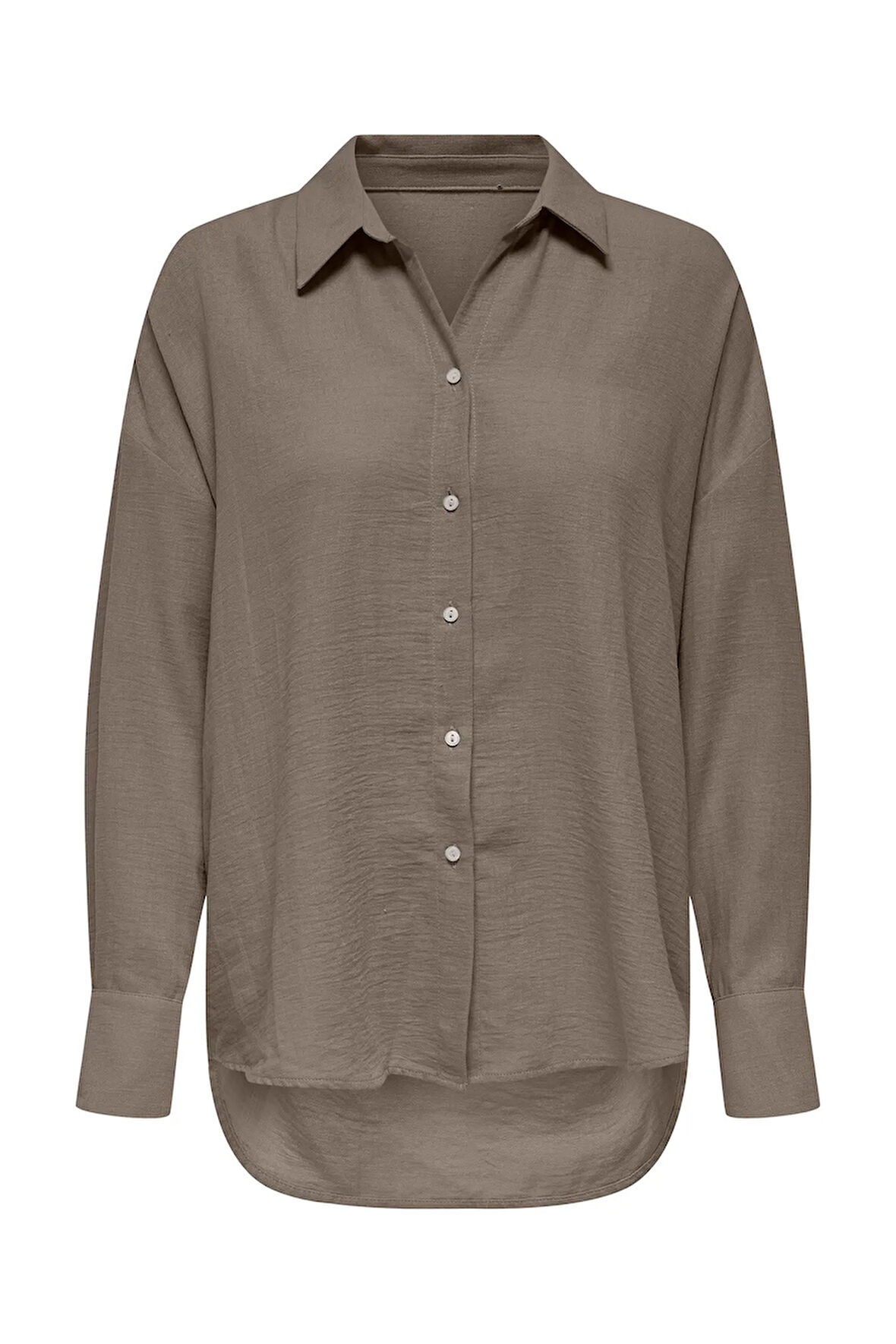 Only Kadın Onlbolzano Oversize Uzun Kollu Önü Kısa Arkası Uzun Gömlek 15353544 Fındık