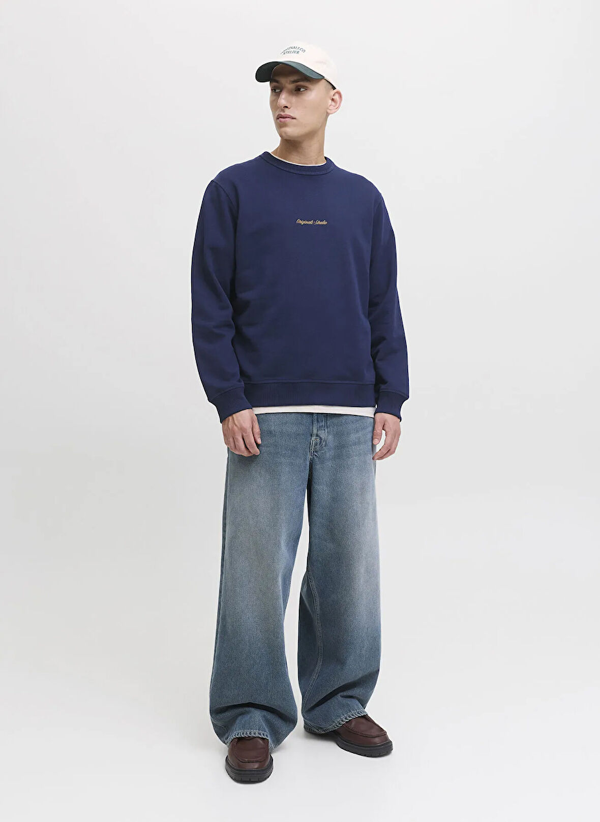 Jack & Jones Bisiklet Yaka Mavi Erkek Sweatshırt 12282893_JORNORREBRO EMB SWEAT CREW