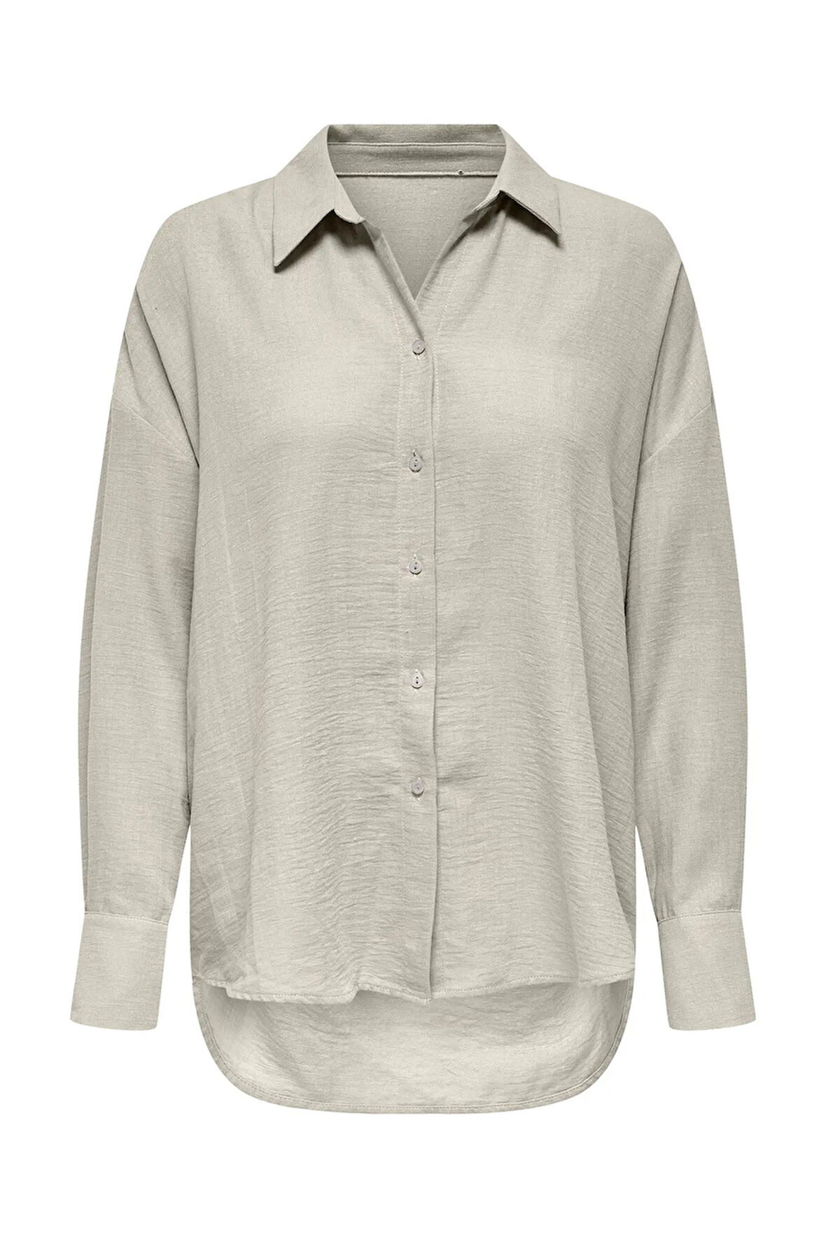 Only Kadın Onlbolzano Oversize Uzun Kollu Önü Kısa Arkası Uzun Gömlek 15353544 A.Bej