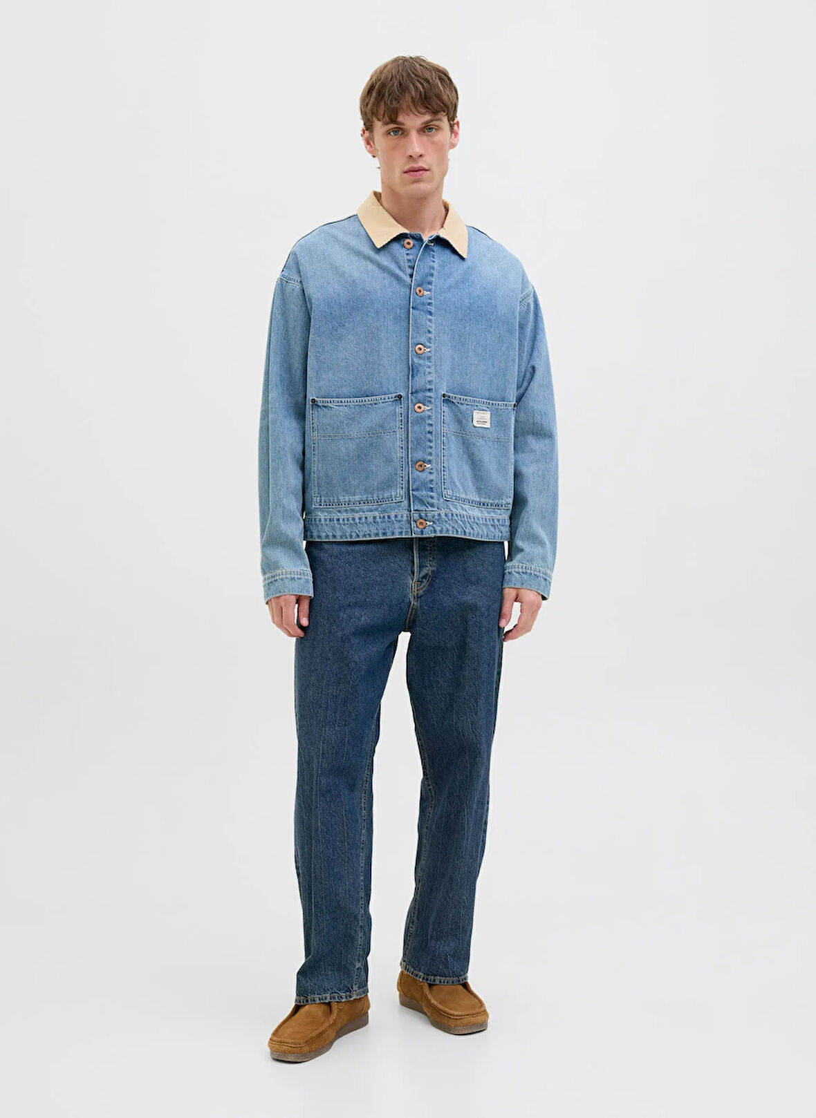 Jack & Jones Normal Bel Bol Kesim Mavi Erkek Denim Pantolon 12278087_JJIEDDIE JJORIGINAL SQ 061