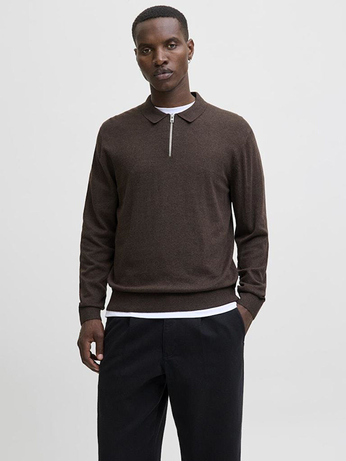 Jack & Jones JJEEMIL Knit Polo | Yarım Fermuar Uzun Kollu Erkek Triko 
