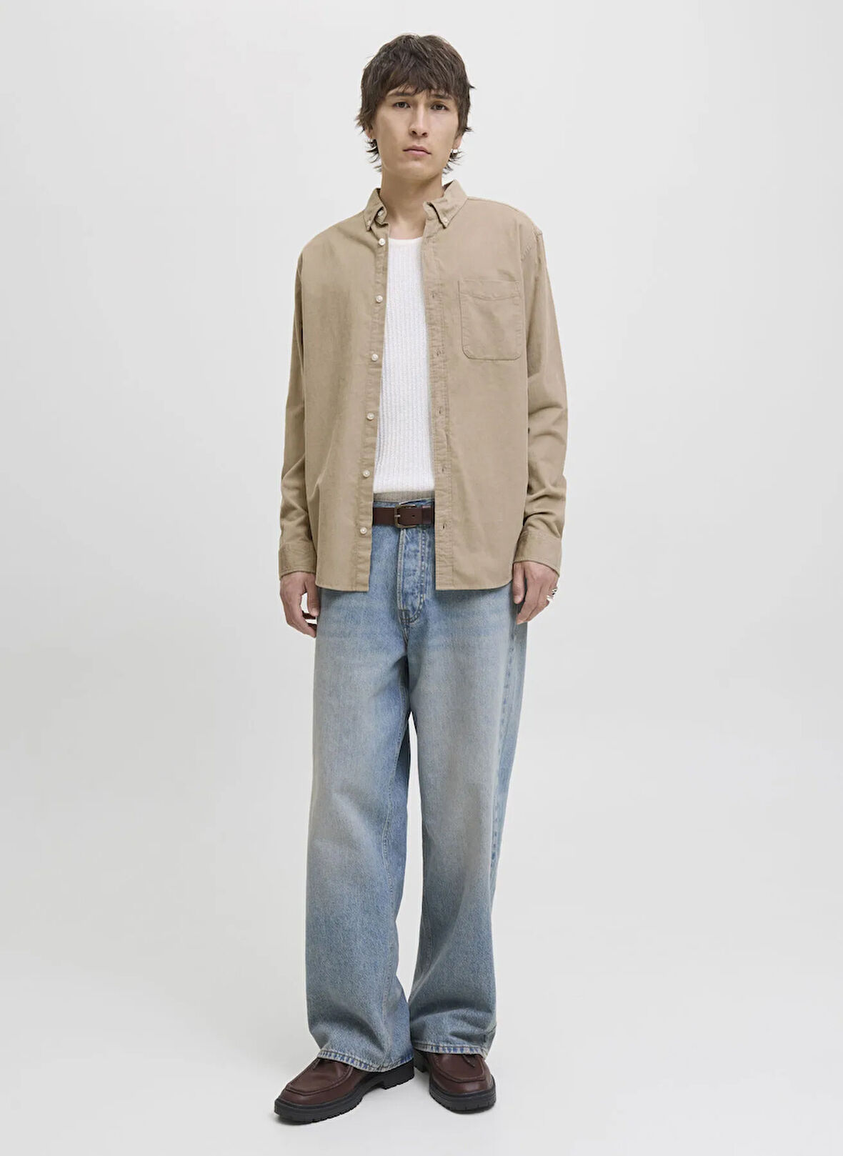 Jack & Jones Normal Bej Erkek Gömlek 12278967_JJECLASSIC CORD SHIRT L/S