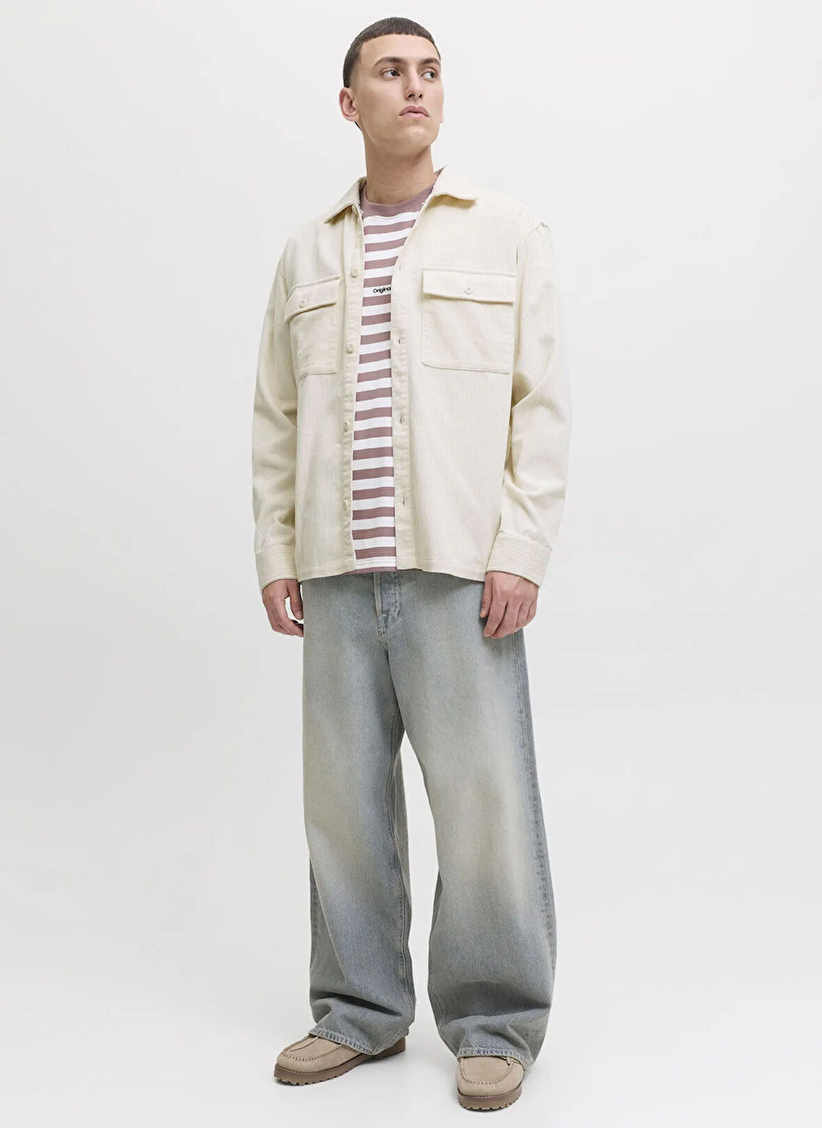 Jack & Jones Rahat Krem Erkek Gömlek 12278825_JJEPERFECT CORDUROY OVERSH