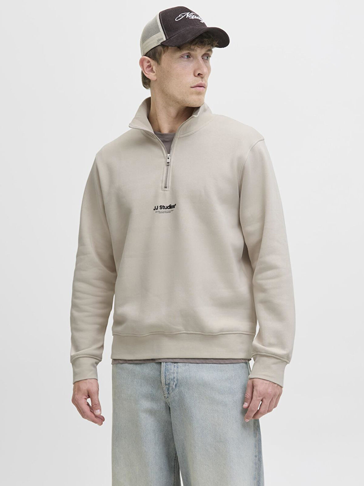 Jack & Jones JJESOHO HN NOOS Sweat | Fermuarlı Yarım Yaka Erkek Sweatshirt 