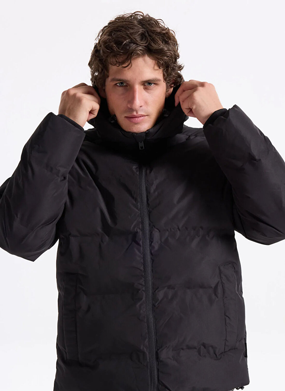 Jack & Jones Siyah Erkek Mont 12278749_JJESOHO PUFFER HOOD SN