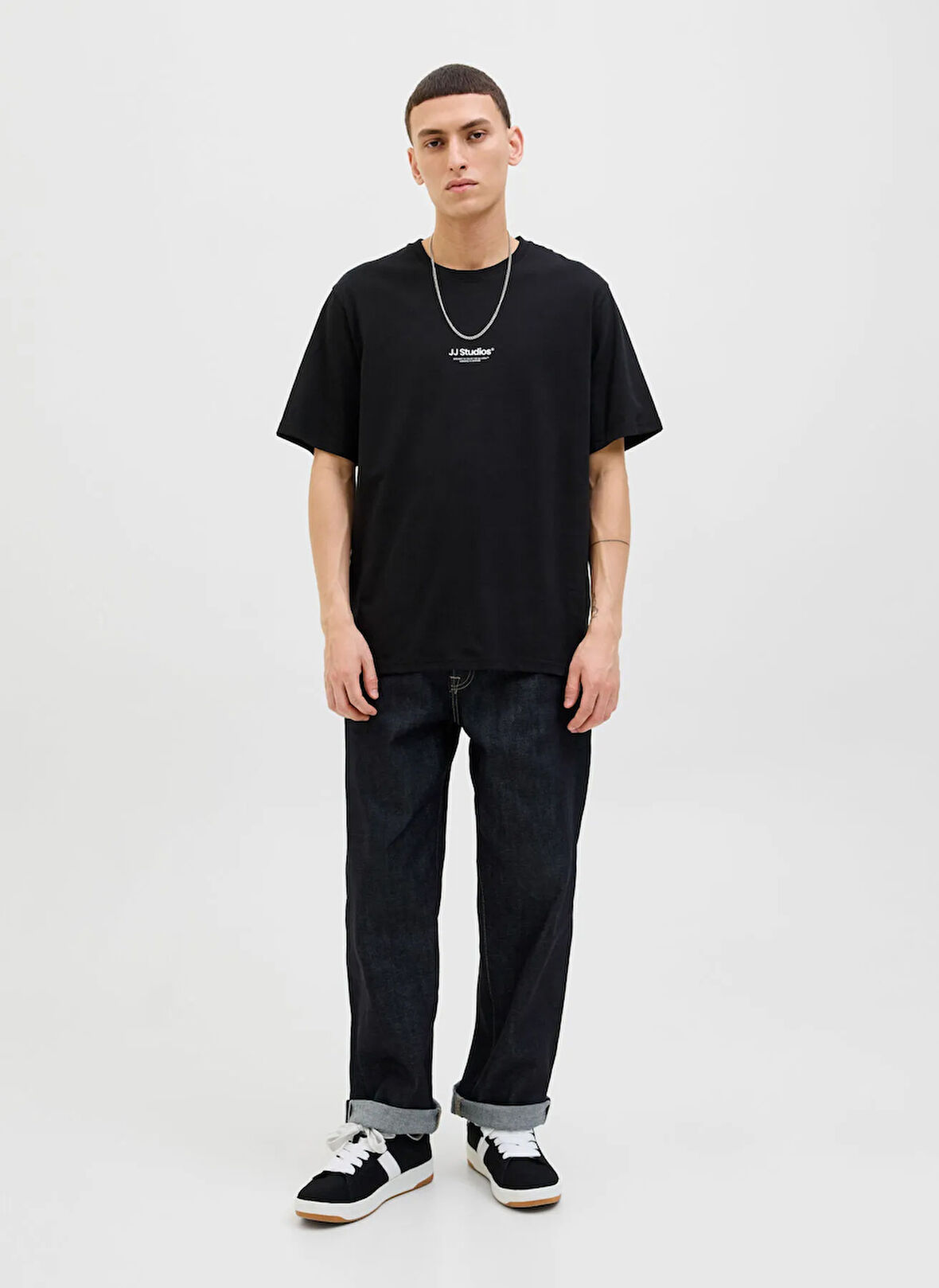 Jack & Jones Bisiklet Yaka Siyah Erkek T-Shirt 12278787_JJESOHO TEE SS CREW NECK N
