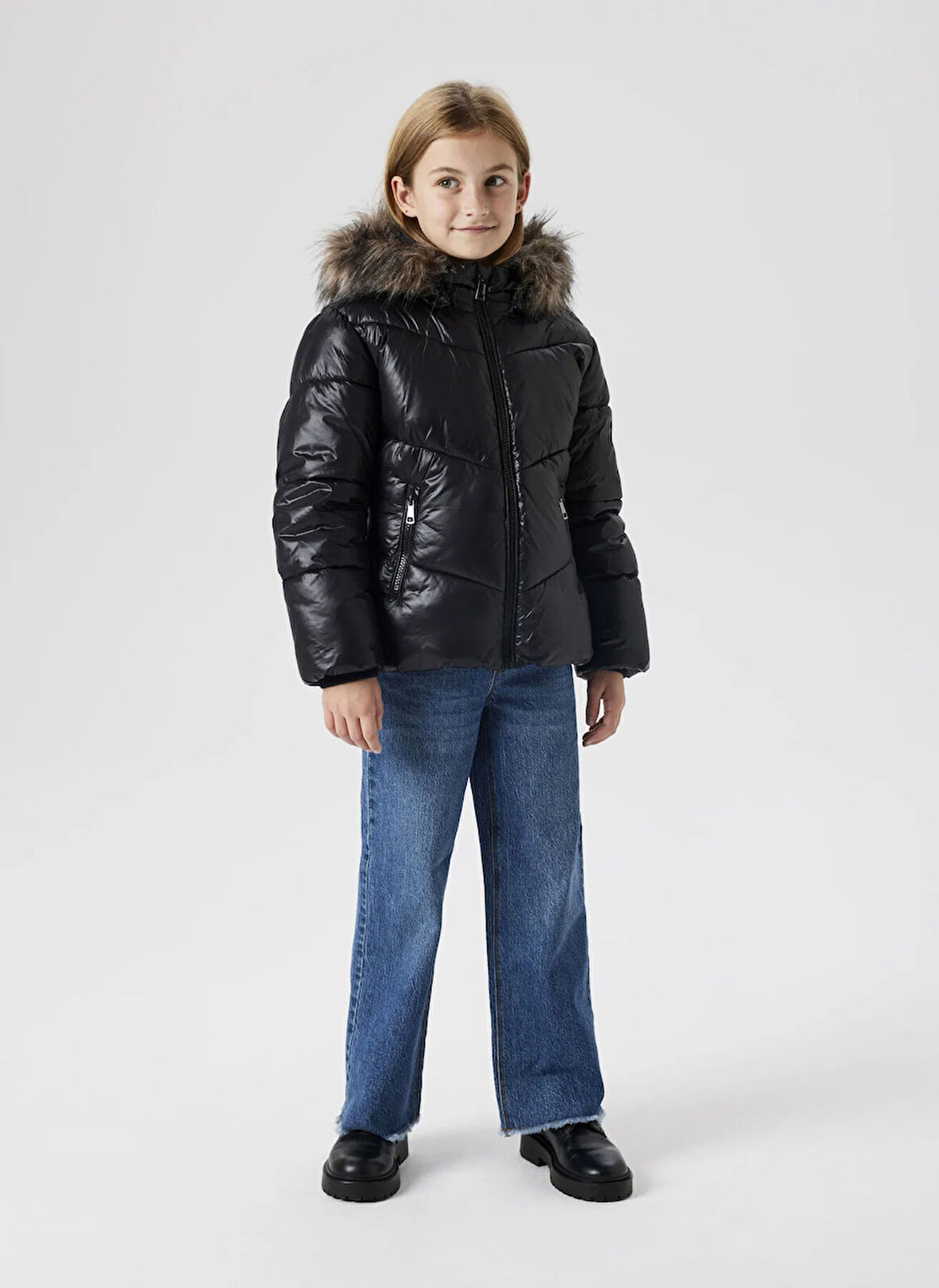 Name İt Siyah Kız Çocuk Şişme Mont 13243684