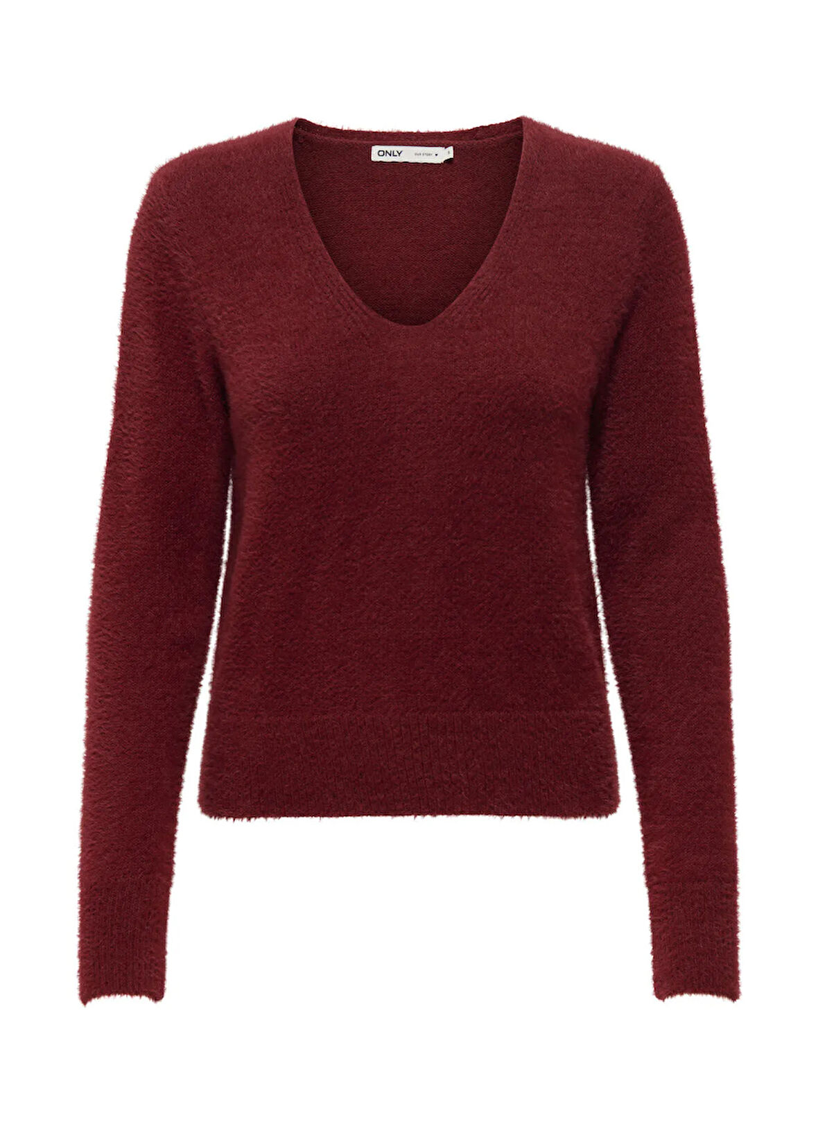 Only V Yaka Normal Düz Bordo Kazak Kadın ONLELLA PIUMO LS V-NECK KNT