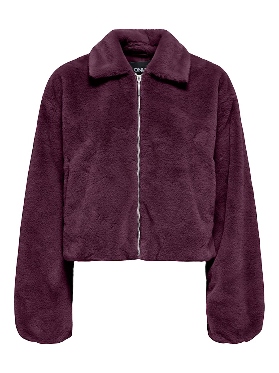 Only Kadın Ayrık Yaka Fermuarlı Mor Peluş Ceket - 15348987