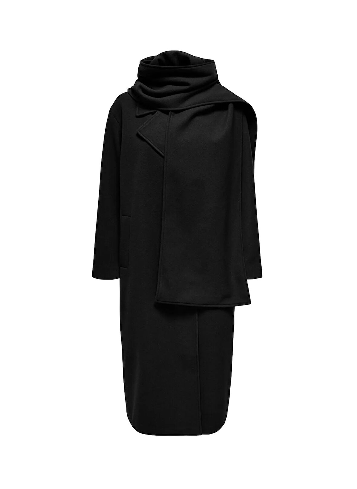 Only Siyah Kadın Kaban ONLELBA LIFE SCARF COAT CC OTW