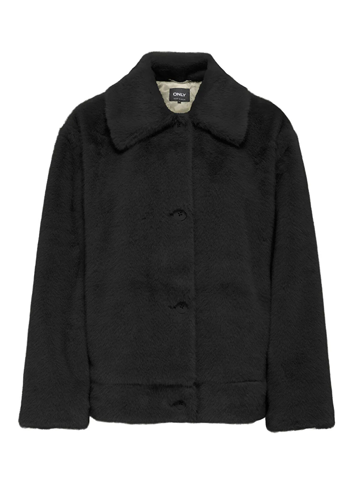 Only Siyah Kadın Mont ONLMEAGAN LIFE FAUX FUR JACKET CC O