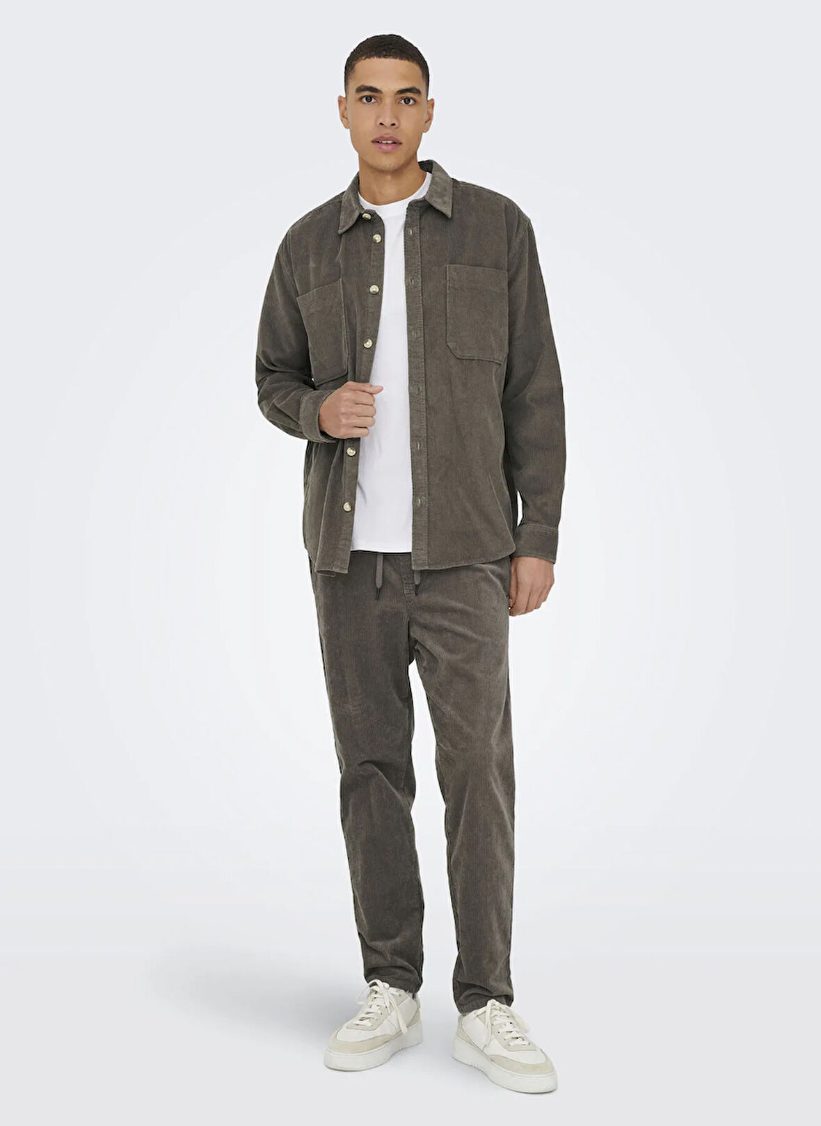 Only & Sons Normal Açık Kahve Erkek Chino Pantolon ONSLINUS TAP CORDUROY 0185 PANT NOO