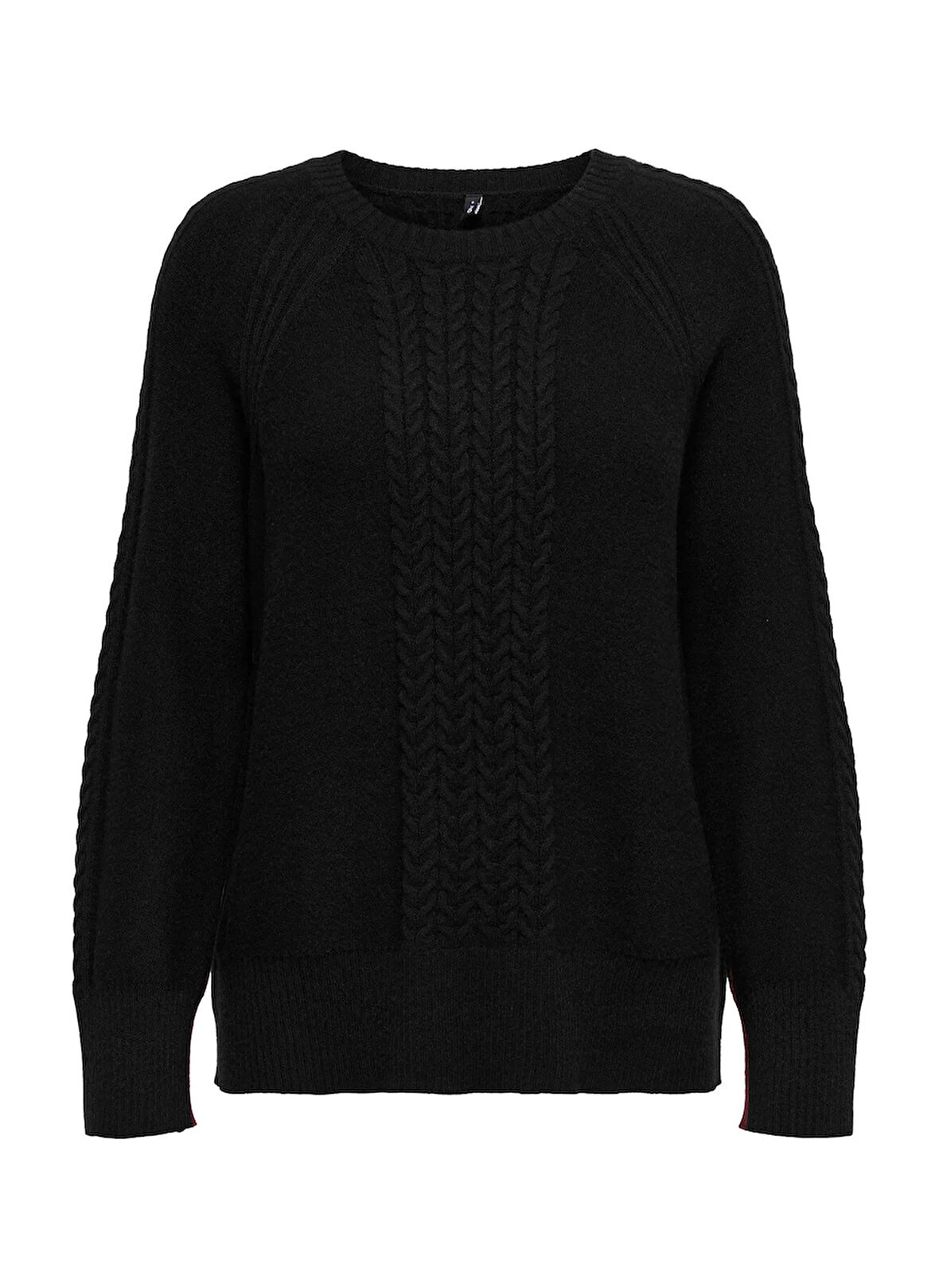 Only O Yaka Rahat Örgü Desenli Siyah Kazak Kadın ONLKATIA LS CABEL LS O-NECK CC KNT