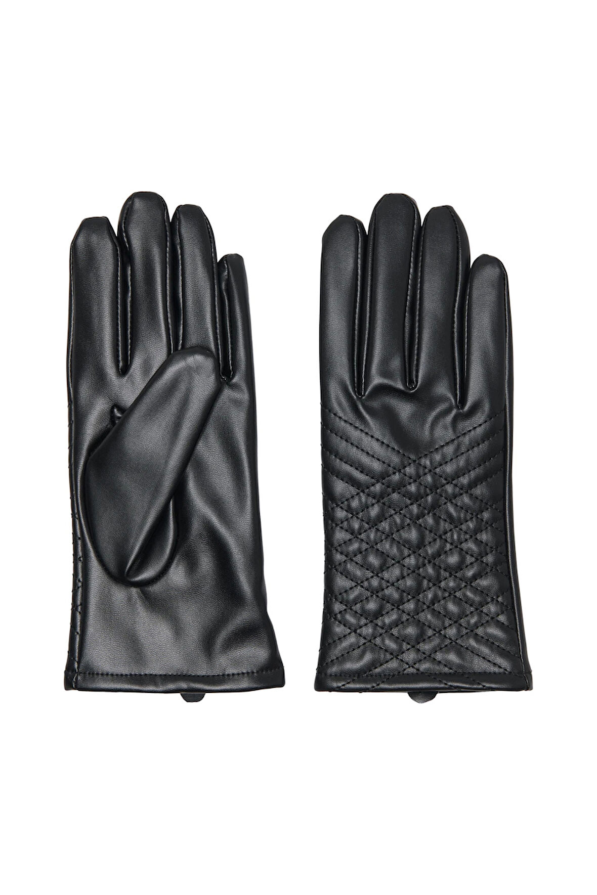 Only Kadın Desenli Deri Eldiven 15350311 Siyah