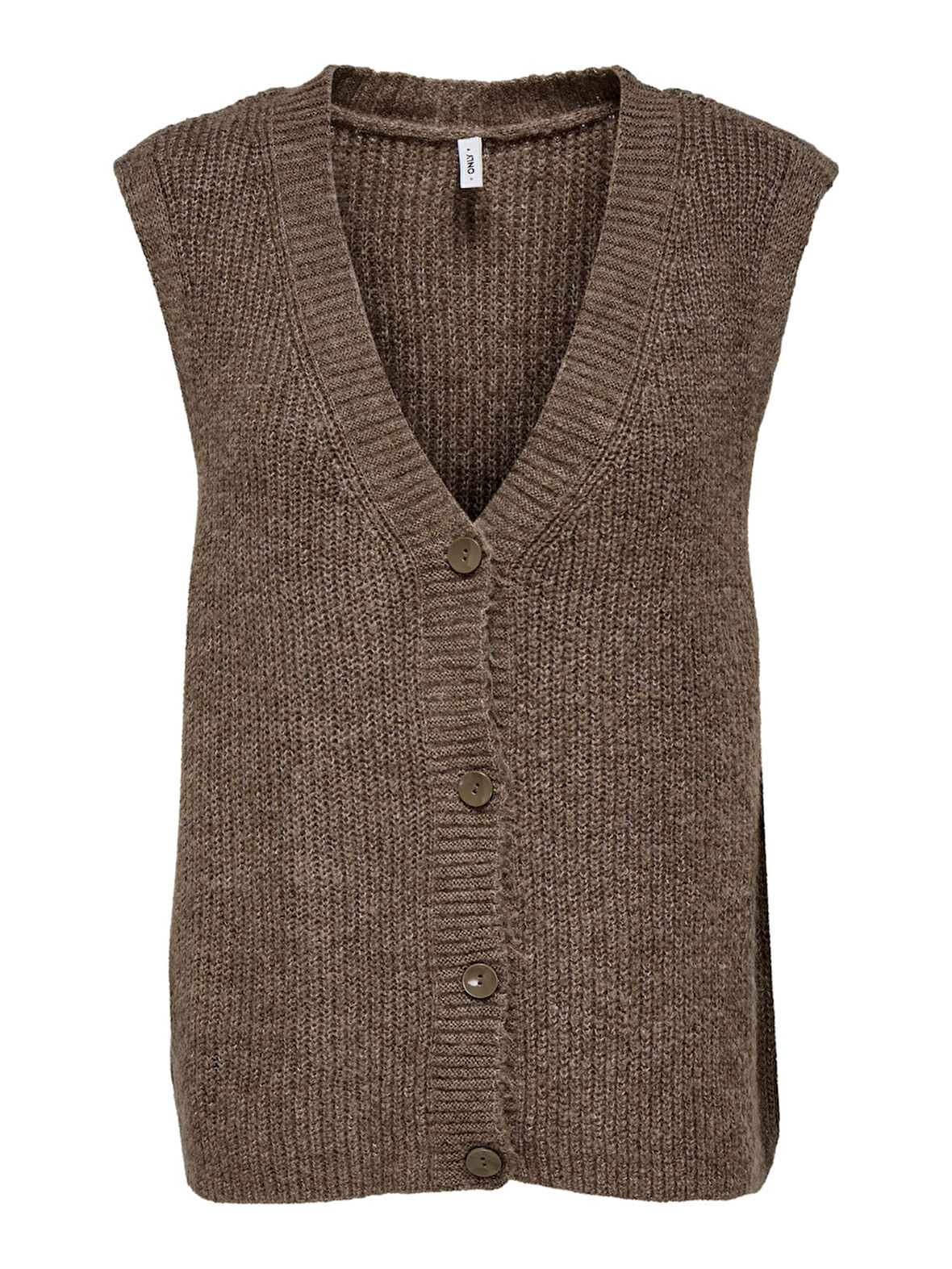 ONLJANE SL V-NECK BUTTON VEST KNT Kadın Kahverengi Yelek - 4815340