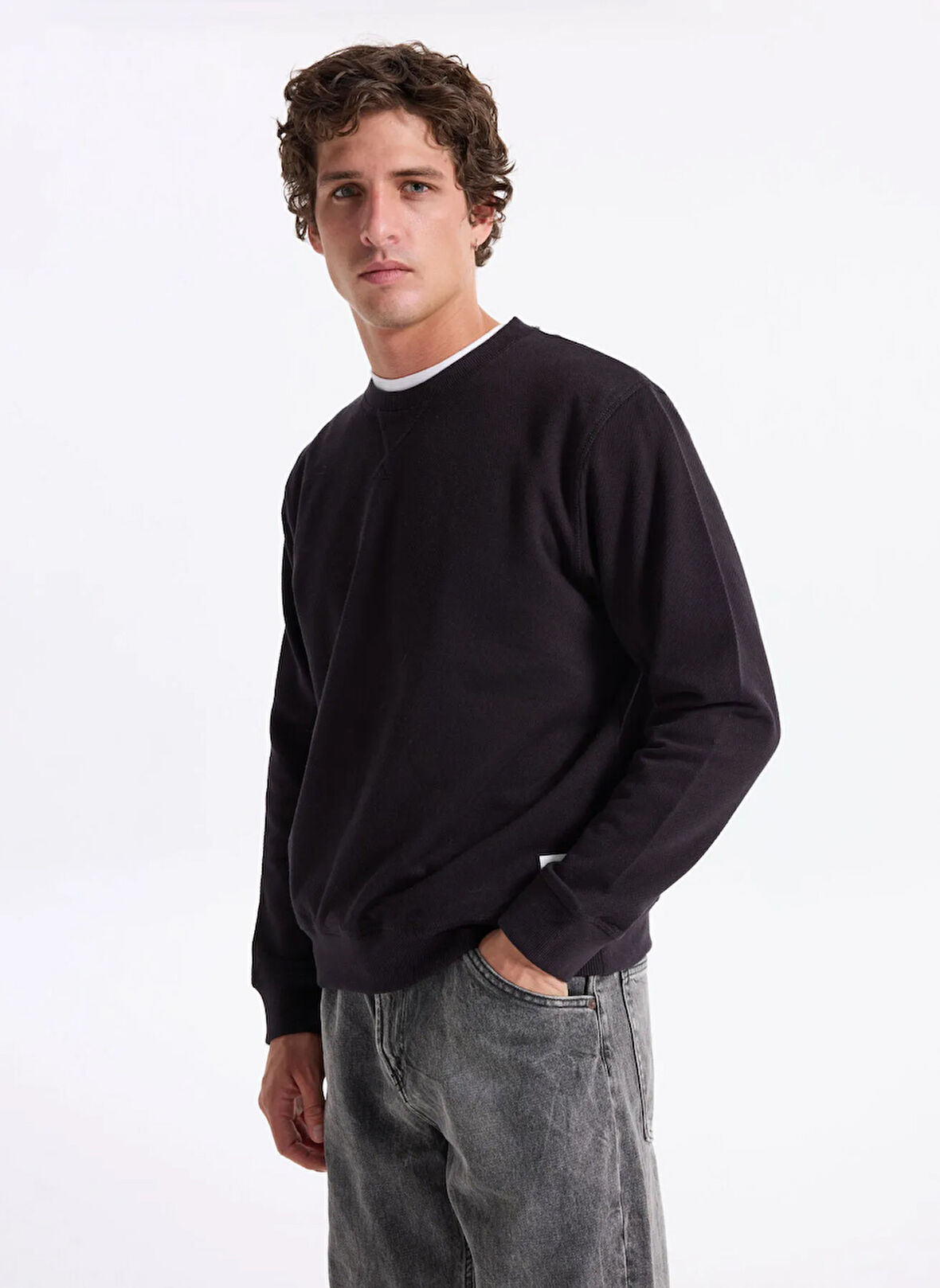 Jack & Jones Bisiklet Yaka Siyah Erkek Sweatshırt 12279677_JJGRADY SWEAT CREW NECK