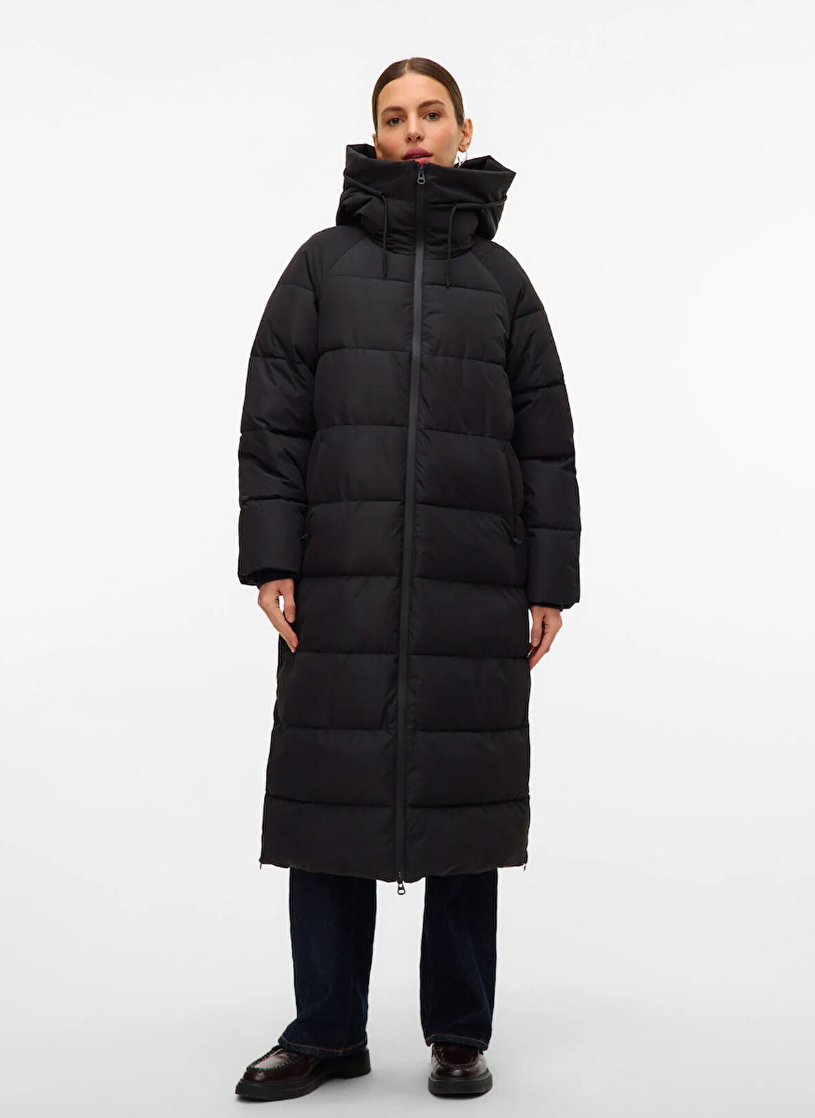 Vero Moda Siyah Kadın Mont VMELANOR LAURIE LONG COAT WRP GA BO