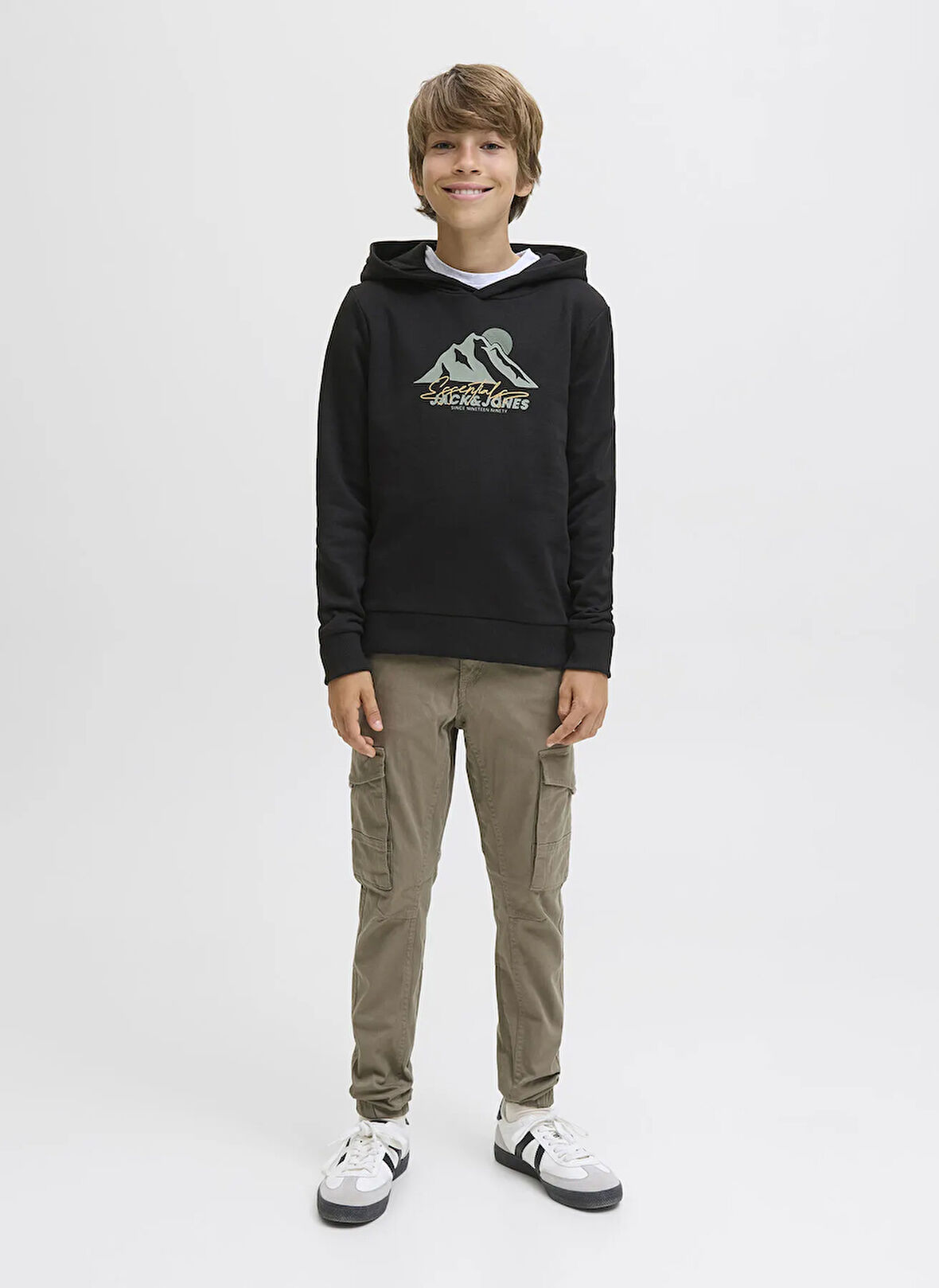 Jack & Jones Baskılı Erkek Çocuk Siyah Sweatshırt 12279610