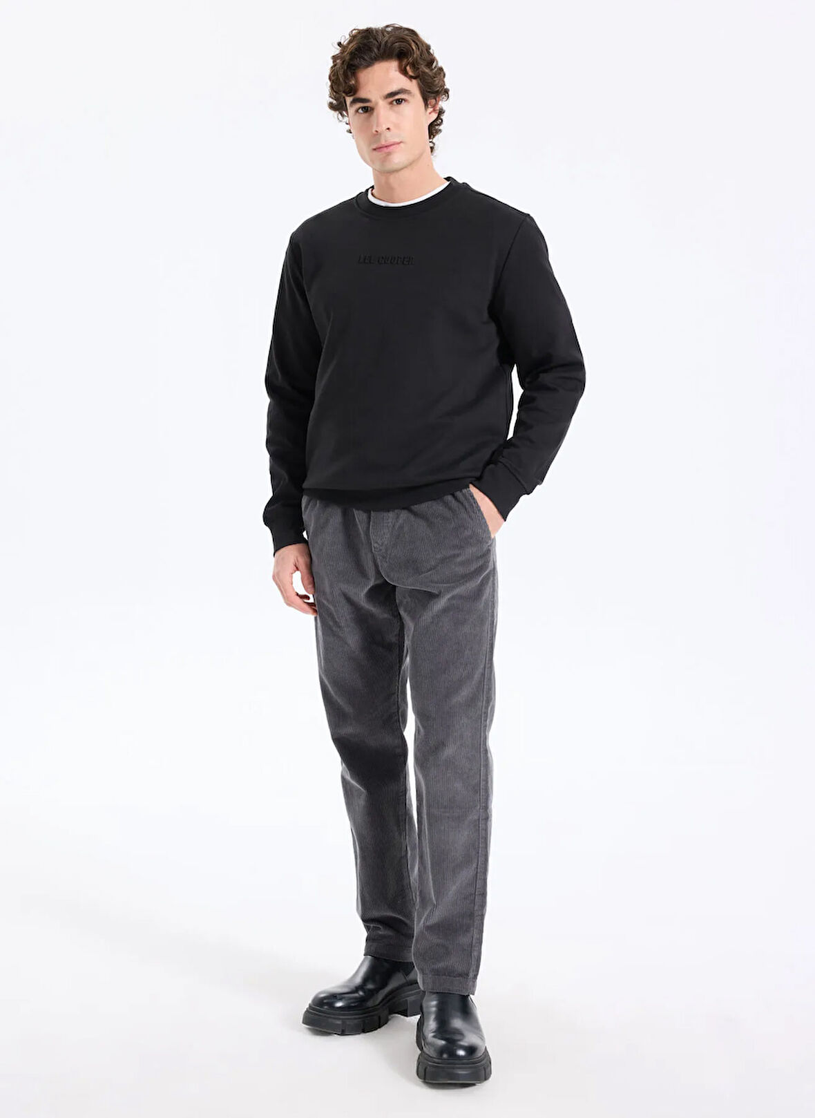 Jack & Jones Bol Paça Gri Erkek Kargo Pantolon 12258138_JPSTKANE CORDUROY JOGGER S