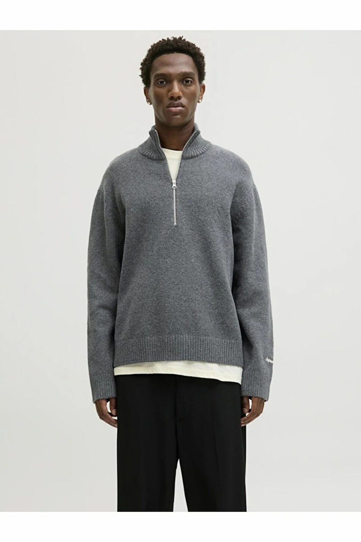 Jack Jones Norrebro Fermuarlı Yaka Loose Fit Erkek Kazak 12282749