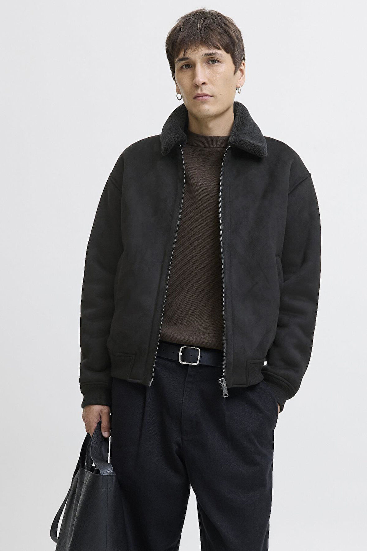 Erkek JPRCCLUKE Bomber Ceket – Siyah, Yüksek Kalite, Fermuarlı, Uzun Kollu, Günlük Kullanıma Uygun 