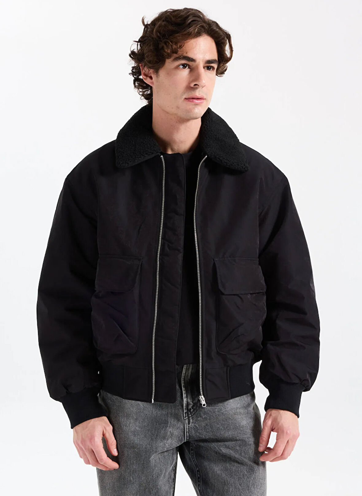 Jack & Jones Siyah Erkek Mont 12282951_JORINWOOD BOMBER JACKET