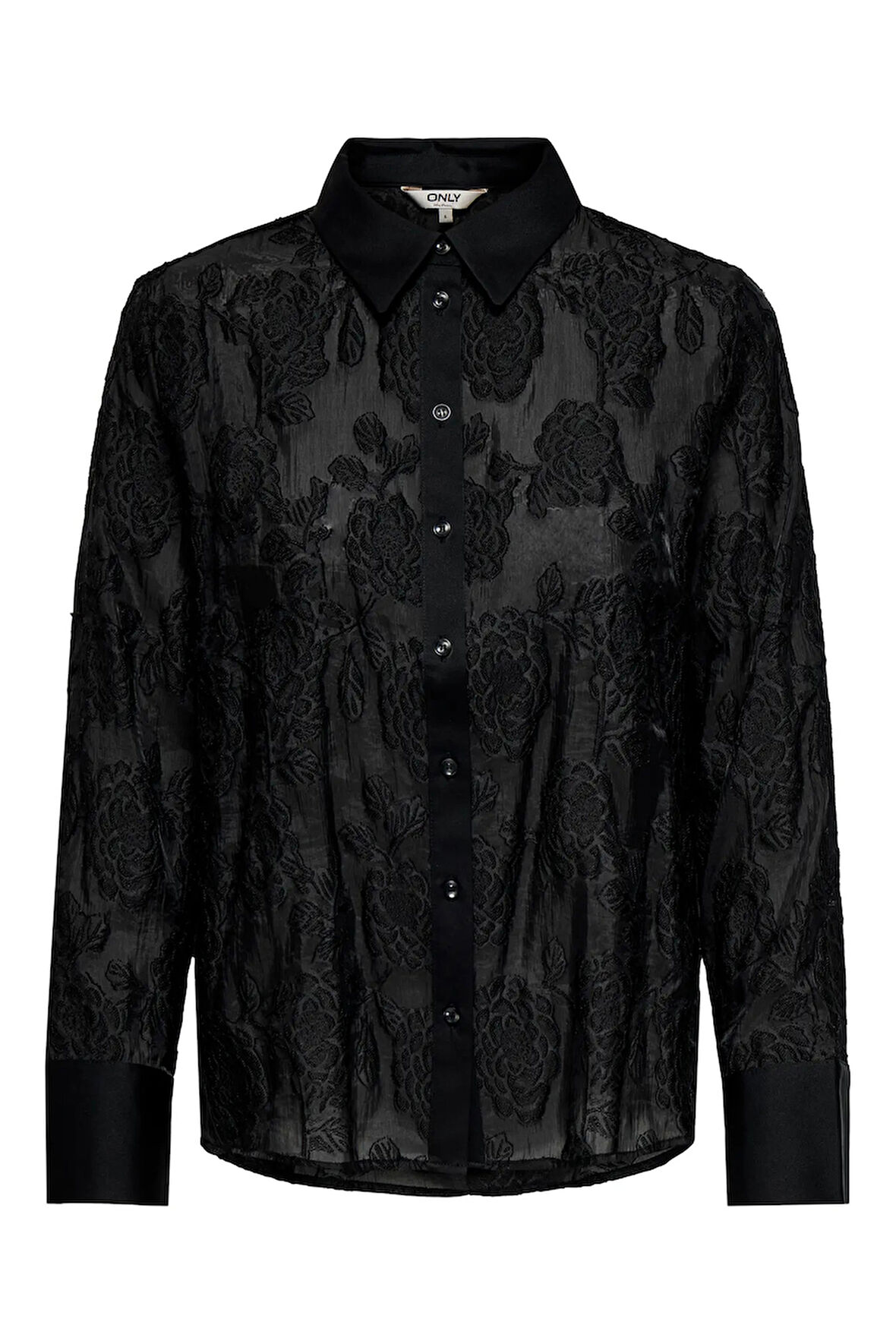 Only Kadın Onlava Uzun Kollu Dantel Detaylı Gömlek 15354748 Siyah