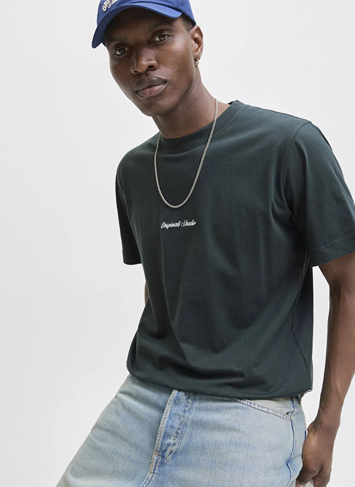 Jack & Jones Bisiklet Yaka Yeşil Erkek T-Shirt 12282892_JORNORREBRO EMB TEE SS CRE