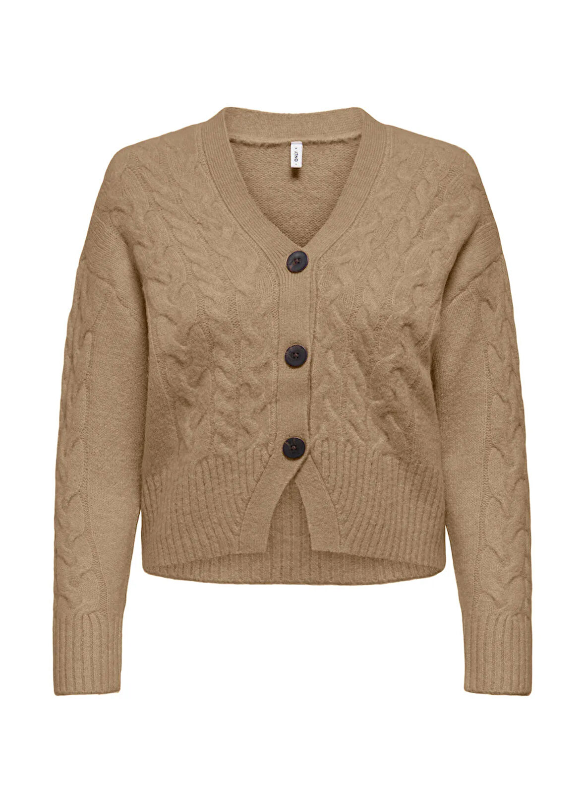 Only Açık Kahve Kadın Hırka ONLRIO LIFE LS CABLE CARDIGAN KNT