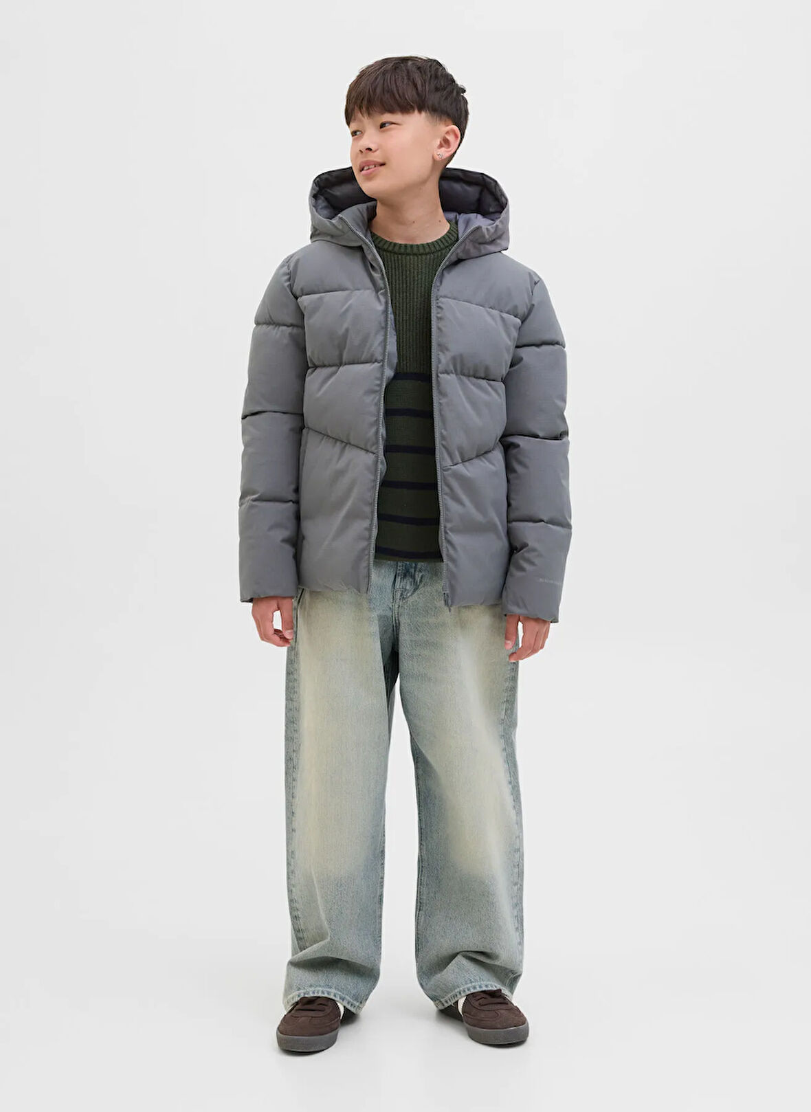 Jack & Jones Gri Erkek Çocuk Şişme Mont 12283847