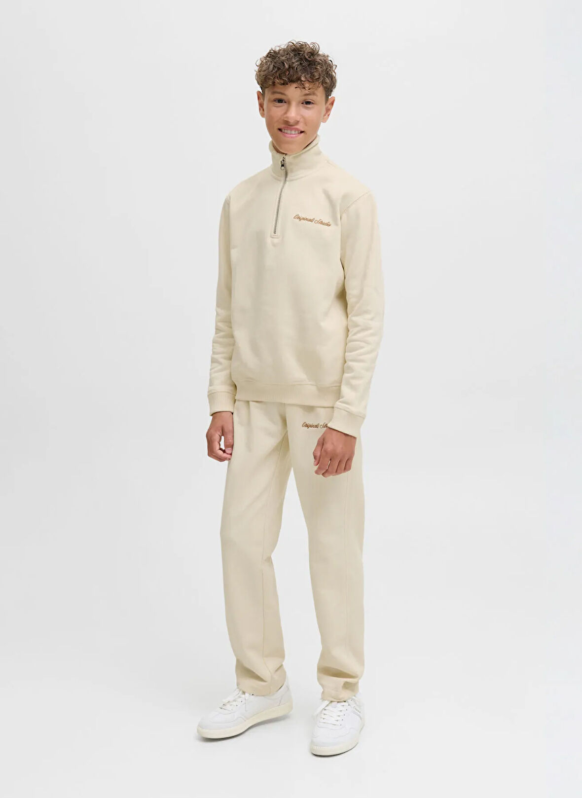 Jack & Jones Nakışlı Erkek Çocuk Krem Sweatshırt 12284067