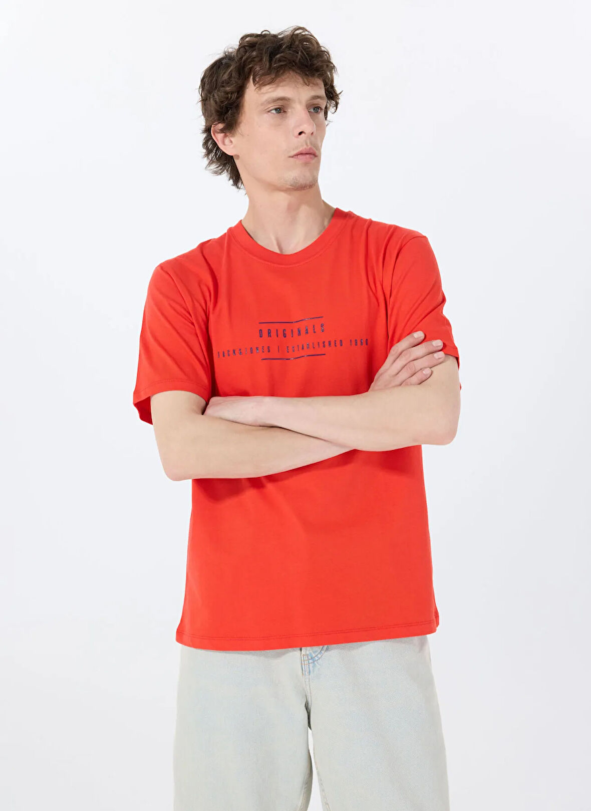 Jack & Jones Bisiklet Yaka Kırmızı Erkek T-Shirt 12288375_JORREMINDER TEE SS CREW NE