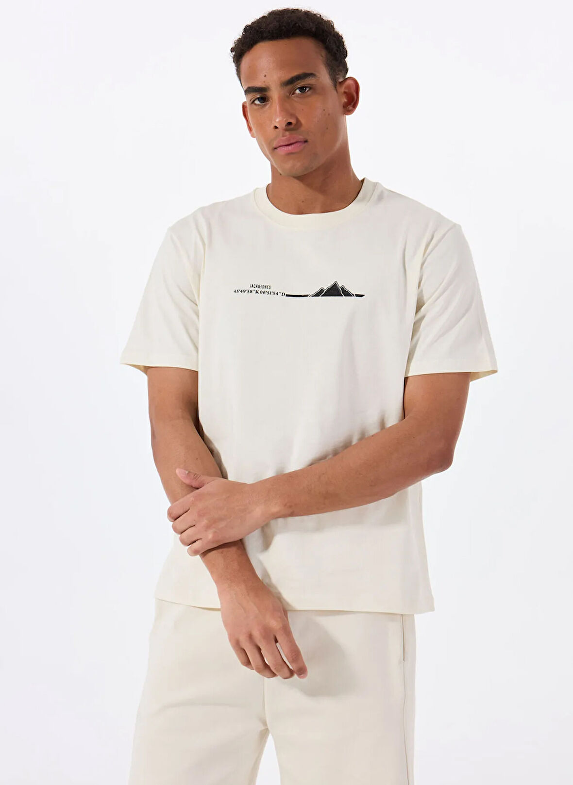 Jack & Jones Bisiklet Yaka Beyaz Erkek T-Shirt 12288521_JPRBLULIFE TEE SS CREW NEC