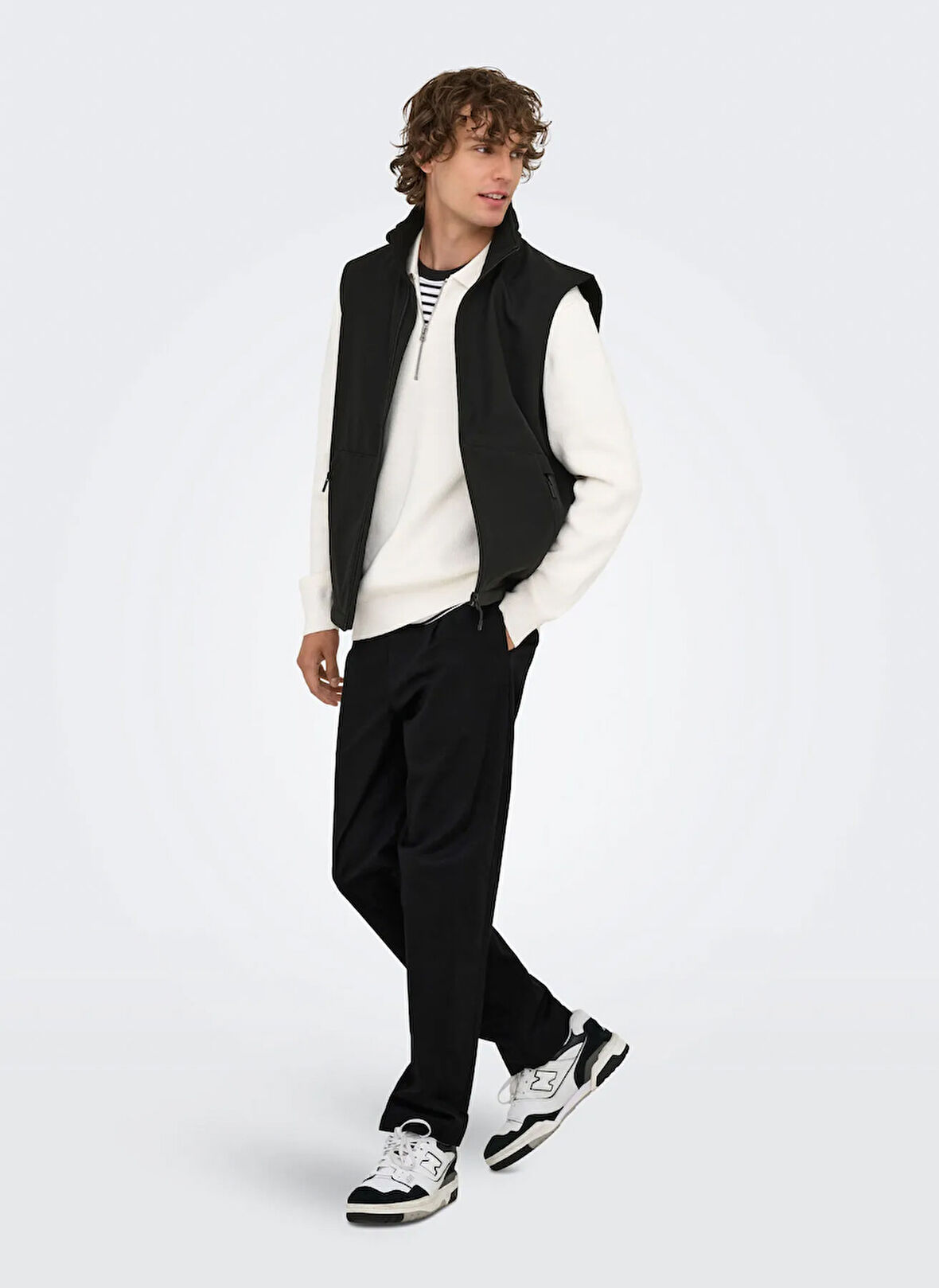 Only & Sons Normal Bel Rahat Siyah Erkek Chino Pantolon ONSCOIL TAPERED 0298 STRING PANT FR